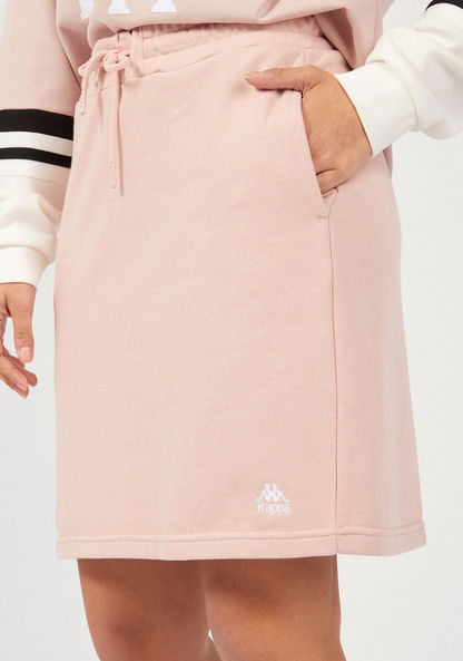 Kappa Solid Mini Skirt with Drawstring Closure and Pockets-Skirts-image-2