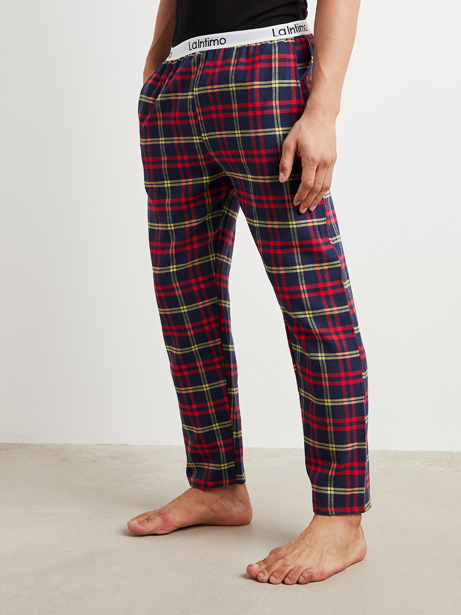 Printed Elastic Waistband Checked Pyjama-men-clothing-nightwear-pyjamaandshorts-image-1