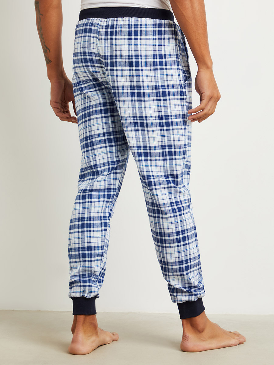 Cotton Contrast Rib Waist Checked Pyjama-men-clothing-nightwear-pyjamaandshorts-image-3