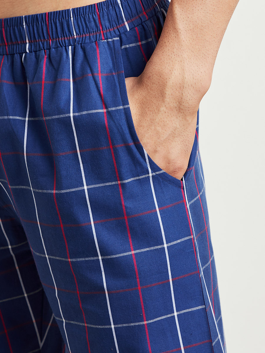 Solid Jersey T-shirt and Checked Straight Fit Pyjama Set-men-clothing-nightwear-tshirts-image-5