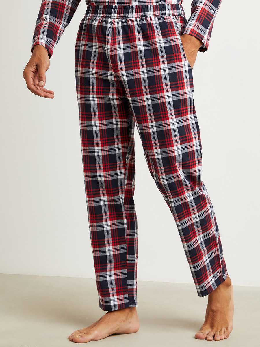 Cotton Checked Button Through Shirt and Pyjama Set-men-clothing-nightwear-tshirts-image-5
