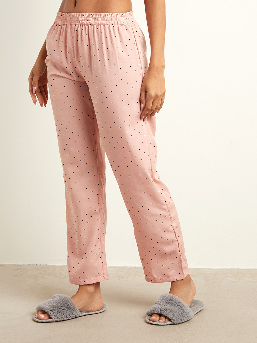 Styli Polka Dot Printed Lace Trim Cami and Full Pyjama Set-women-clothing-nightwear-pyjamas-longsets-image-3