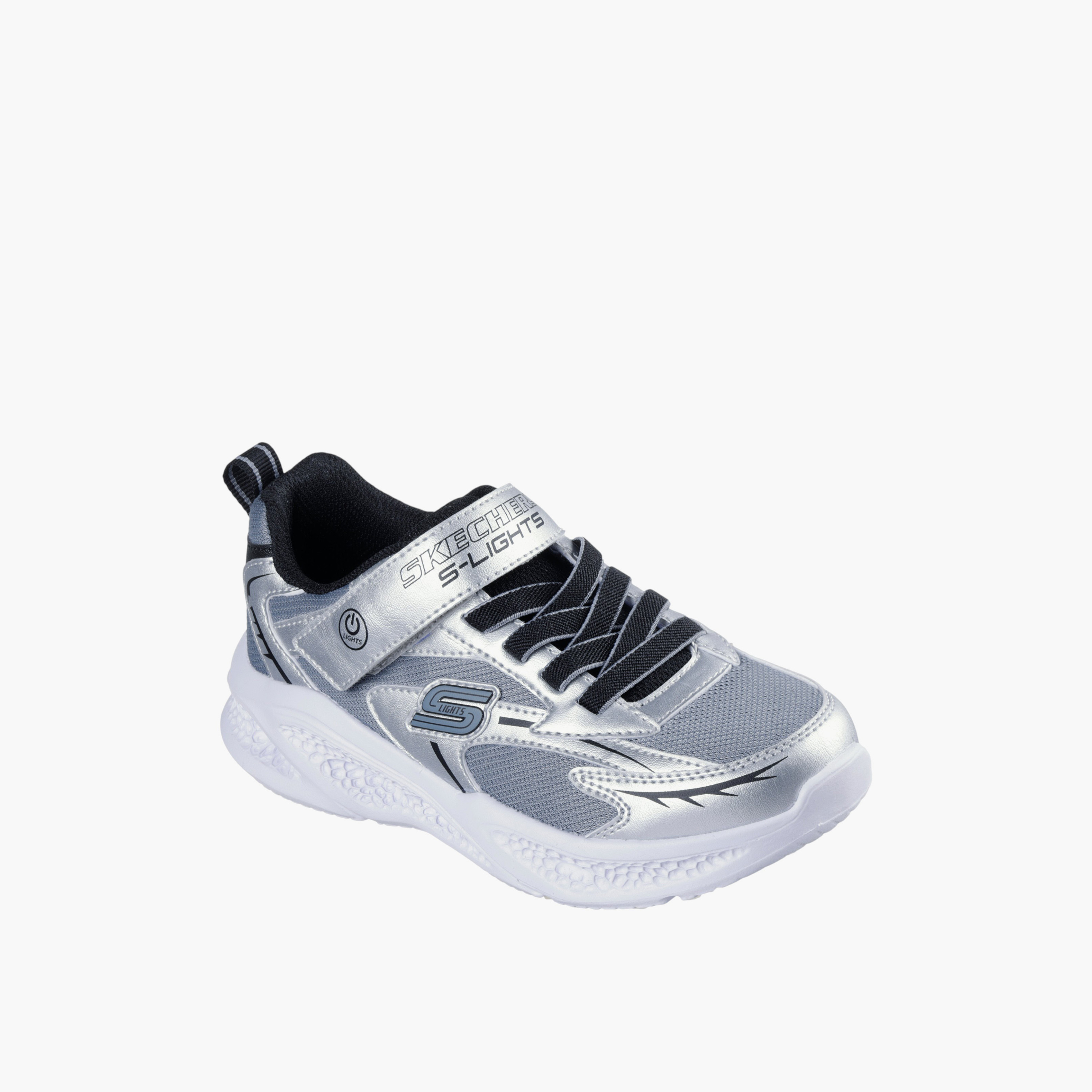 Skechers Boys' METEOR LIGHTS Light-Up Sports Shoes with Hook and Loop Closure - 401497L-SLBK-sports-boys-shoes-image-1