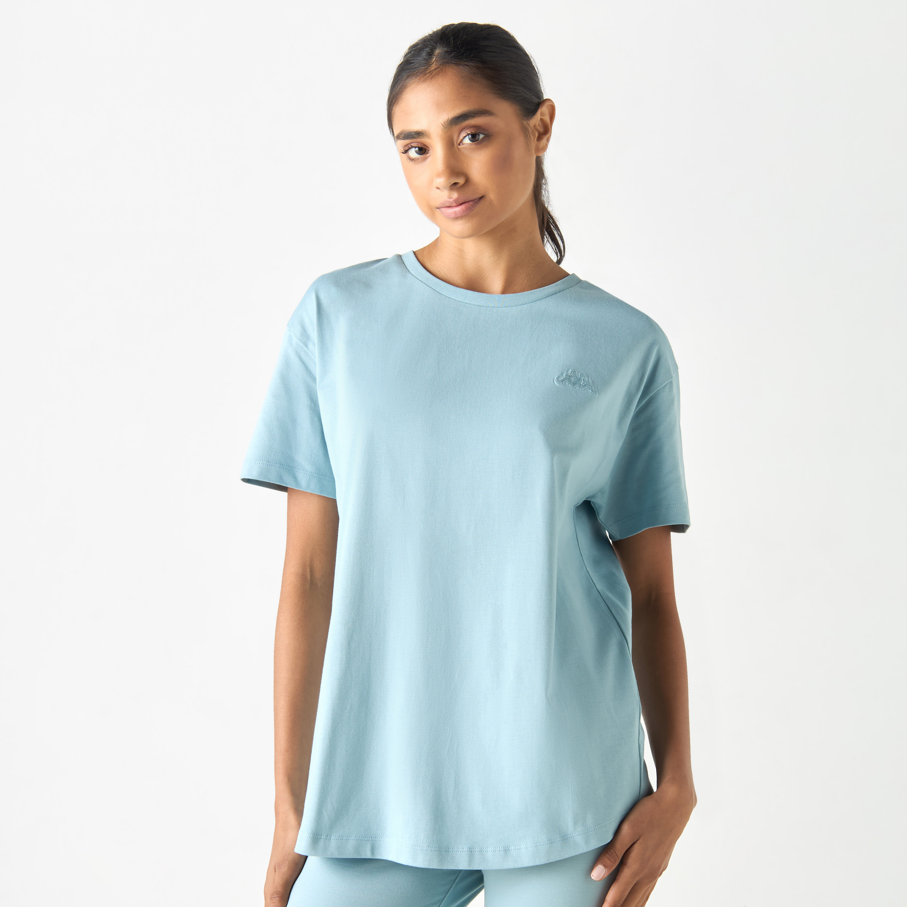 Kappa Logo Embroidered Crew Neck T-shirt with Short Sleeves-sports-women-clothing-tshirtsandvests-image-5