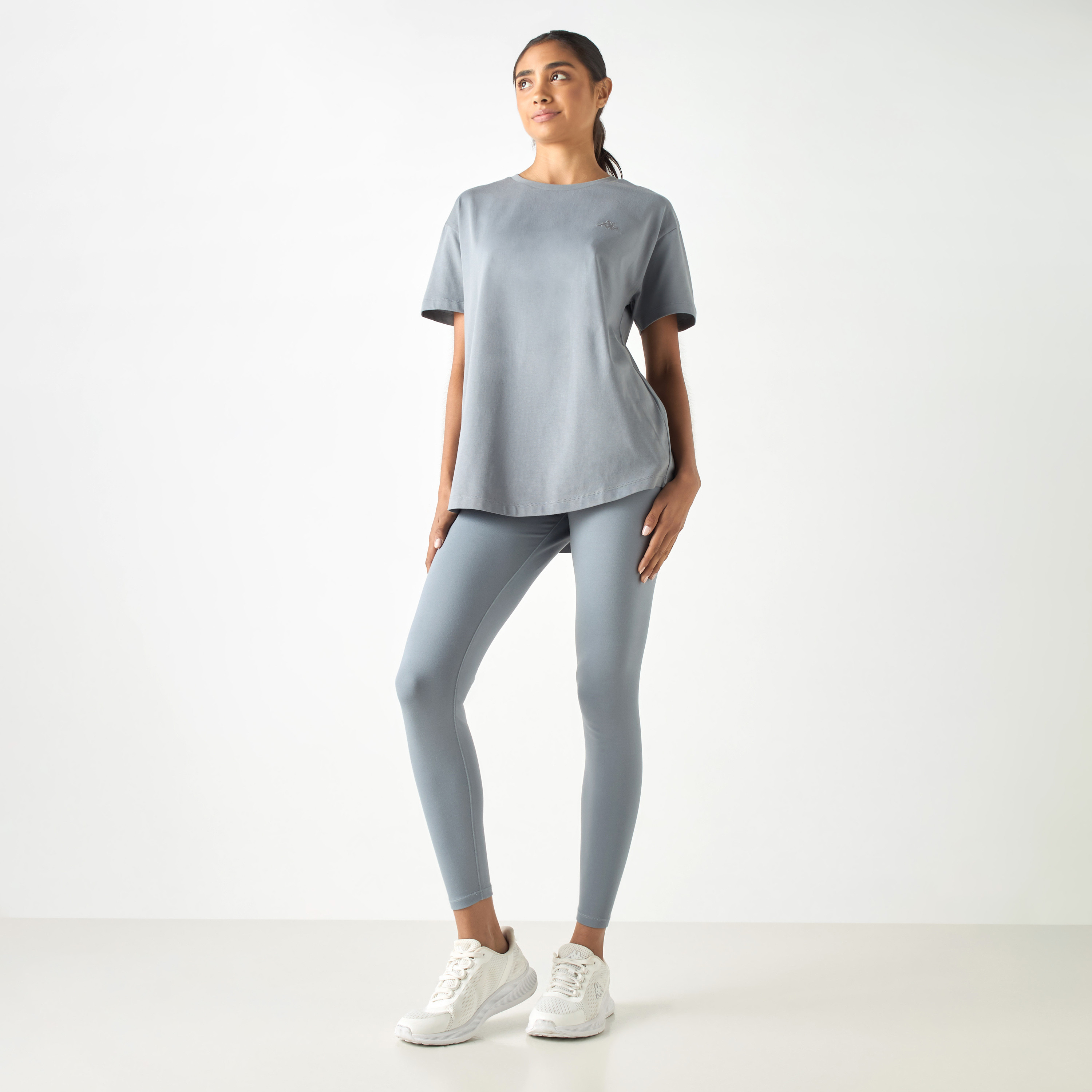 Kappa Logo Embroidered Crew Neck T-shirt with Short Sleeves-sports-women-clothing-tshirtsandvests-image-10