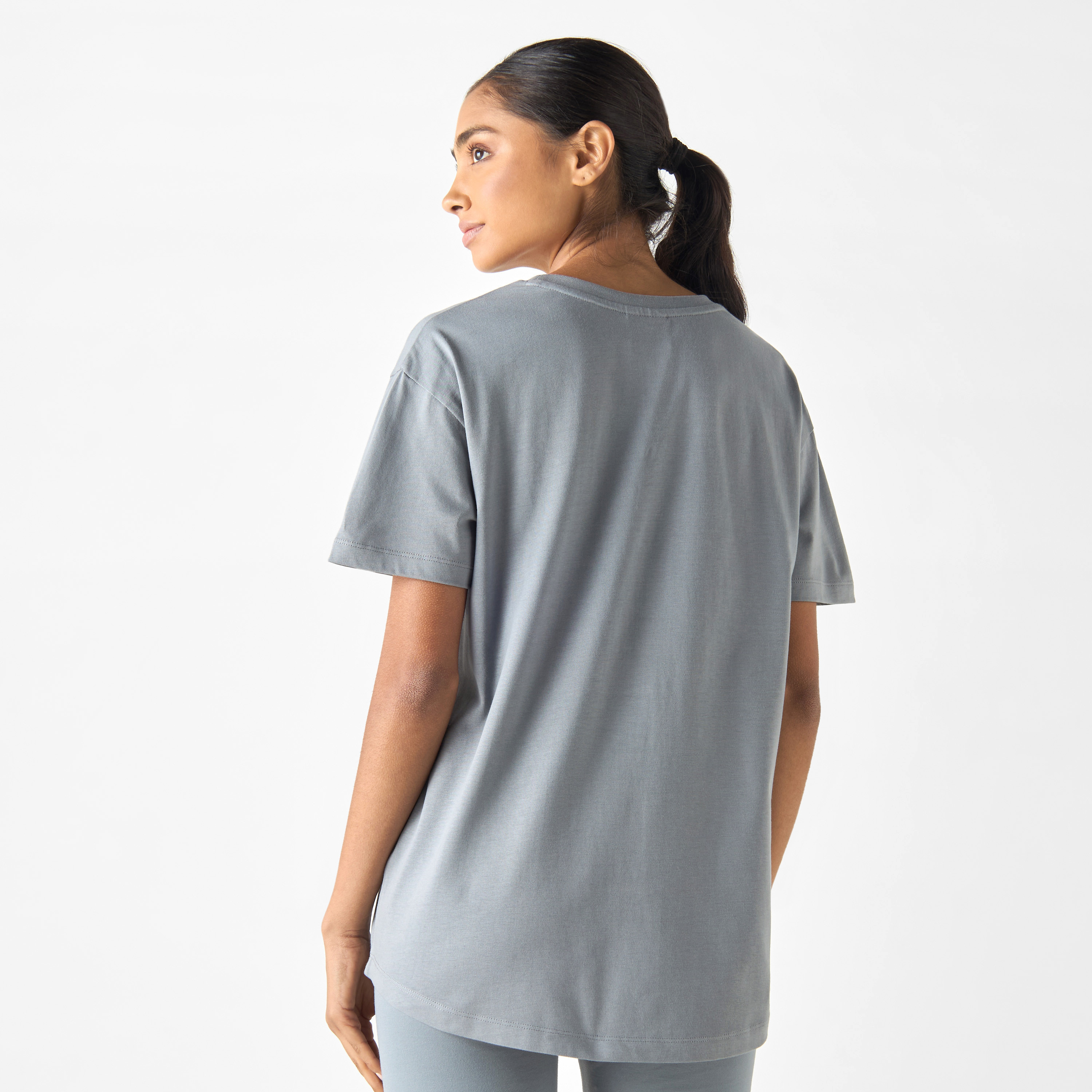 Kappa Logo Embroidered Crew Neck T-shirt with Short Sleeves-sports-women-clothing-tshirtsandvests-image-3