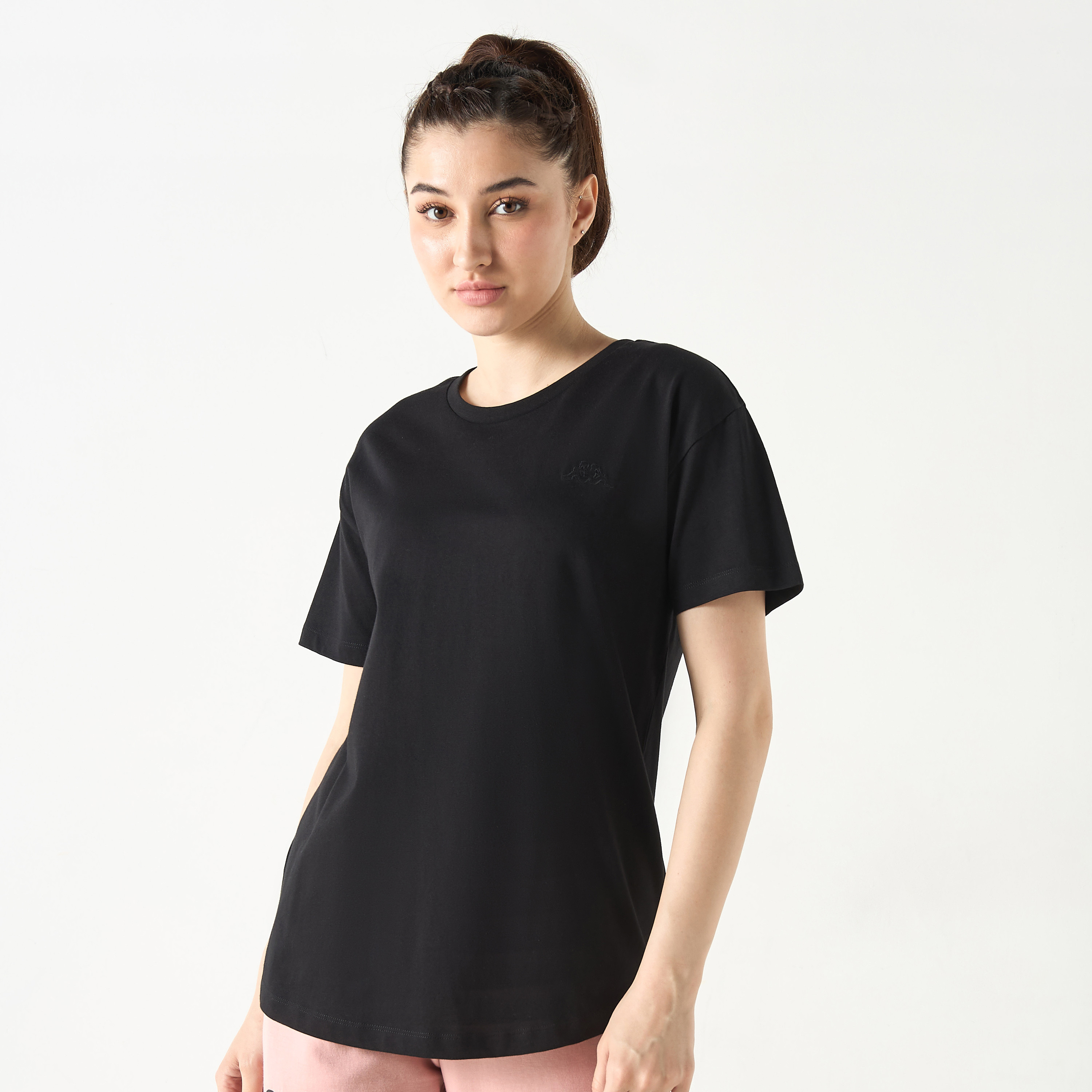 Kappa Logo Embroidered Crew Neck T-shirt with Short Sleeves-sports-women-clothing-tshirtsandvests-image-21