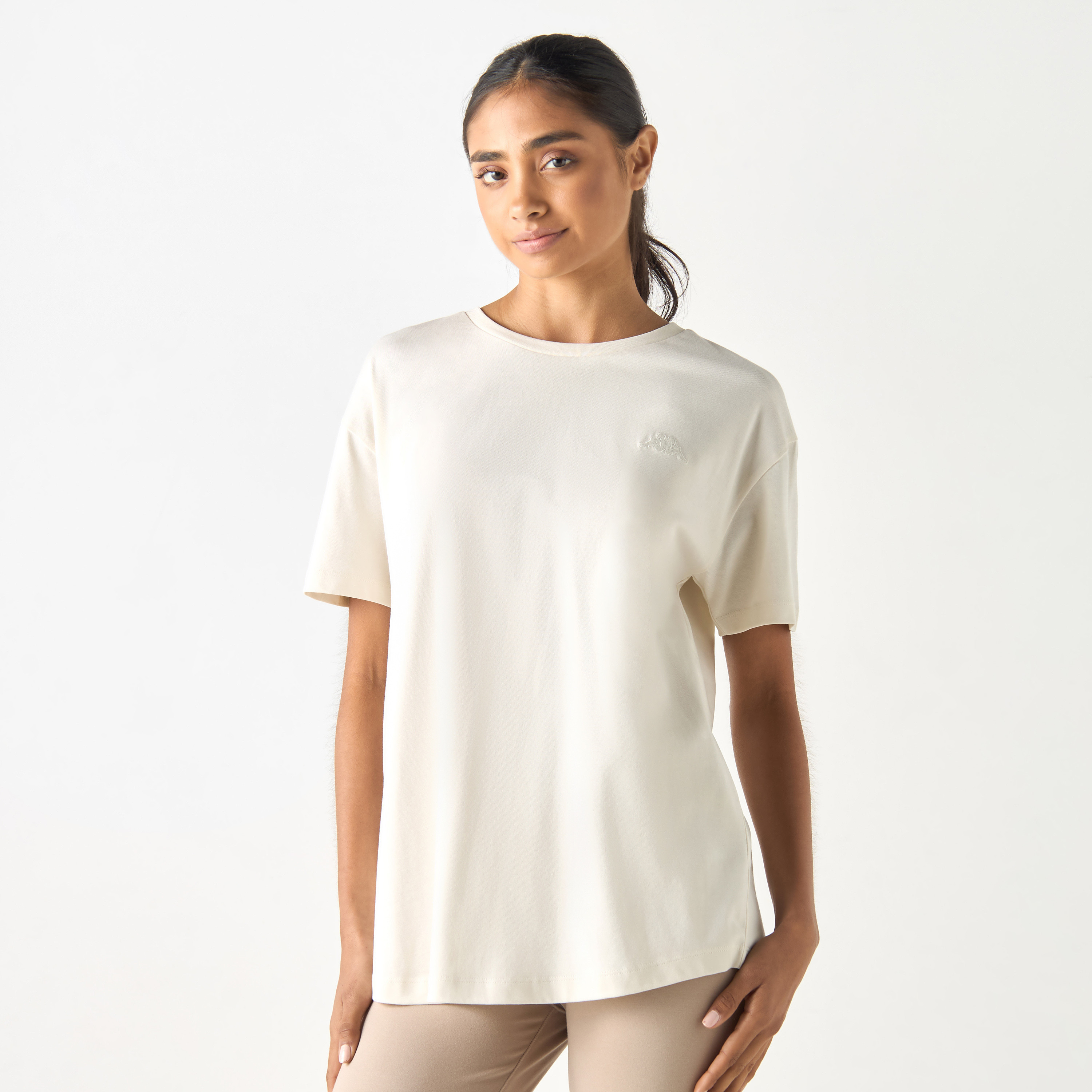 Kappa Logo Embroidered Crew Neck T-shirt with Short Sleeves-sports-women-clothing-tshirtsandvests-image-13