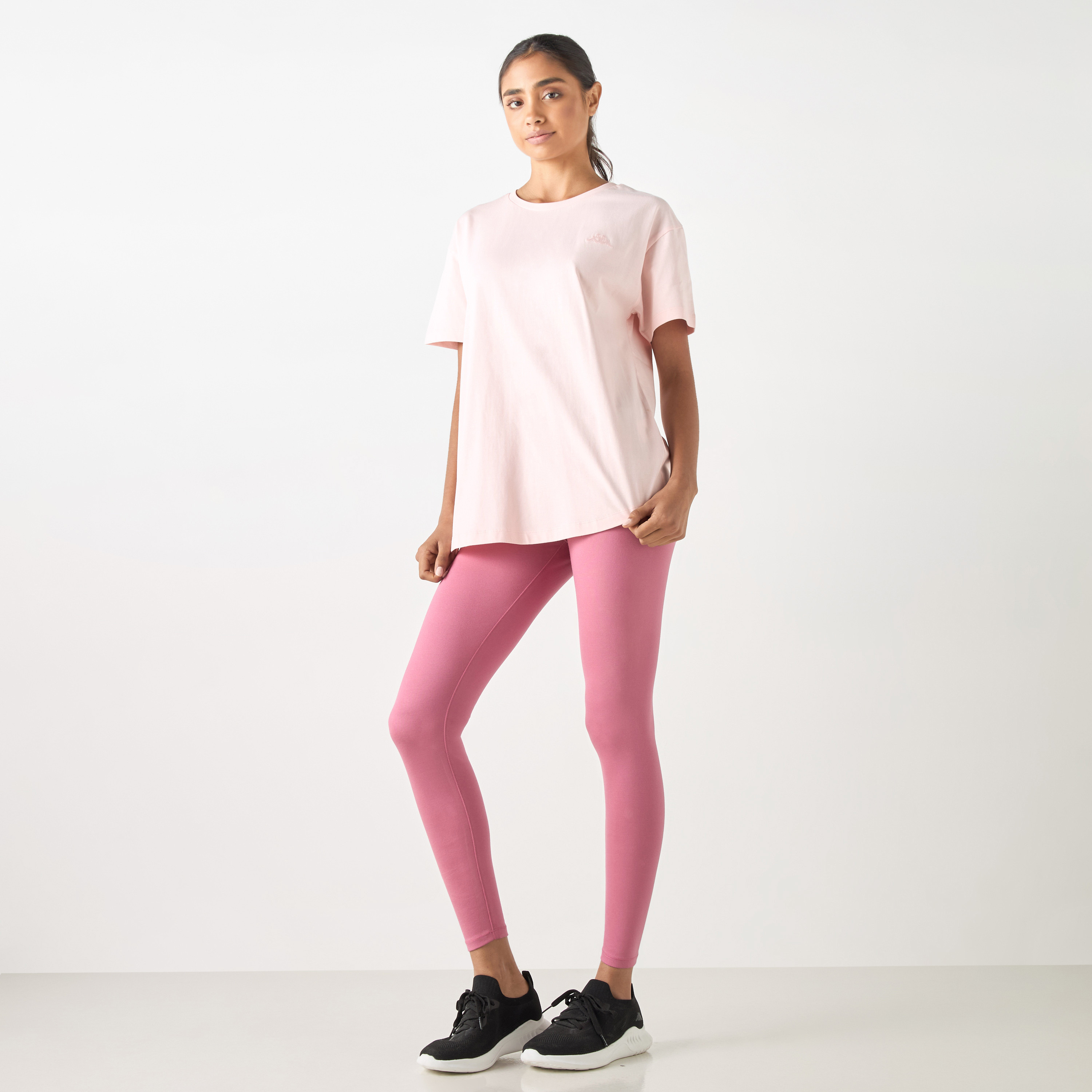 Kappa Logo Embroidered Crew Neck T-shirt with Short Sleeves-sports-women-clothing-tshirtsandvests-image-2