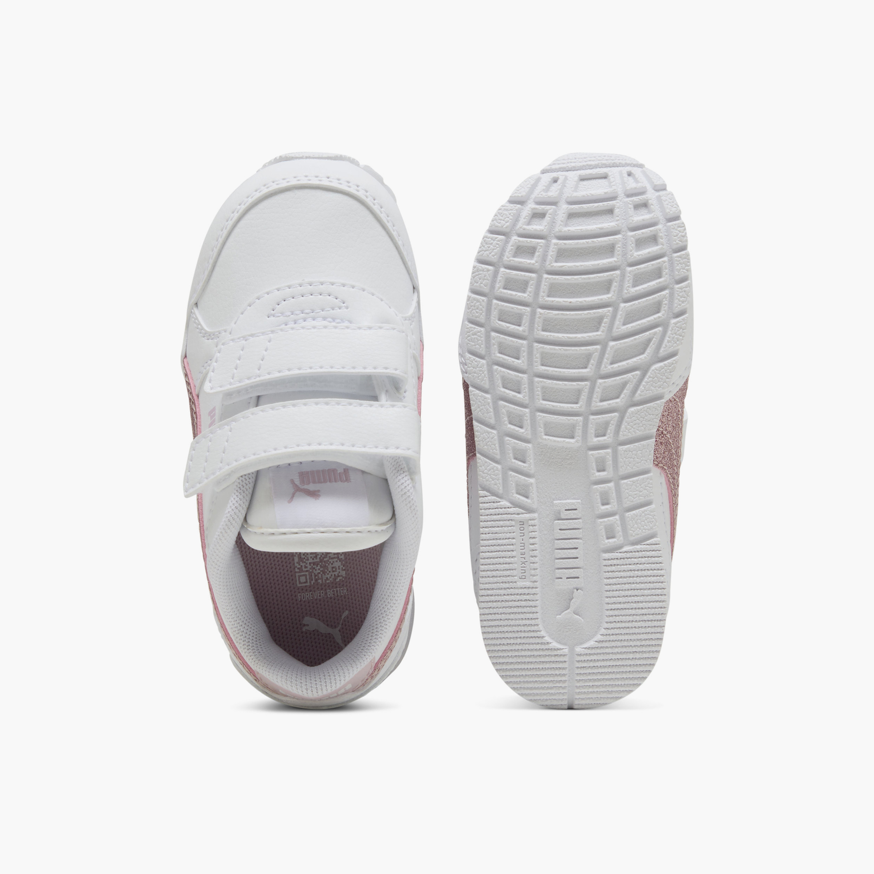 Puma ST Runner v4 SL Glitter V Ankle Sneakers with Hook & Loop Closure-baby-girls-shoes-closedshoes-image-4