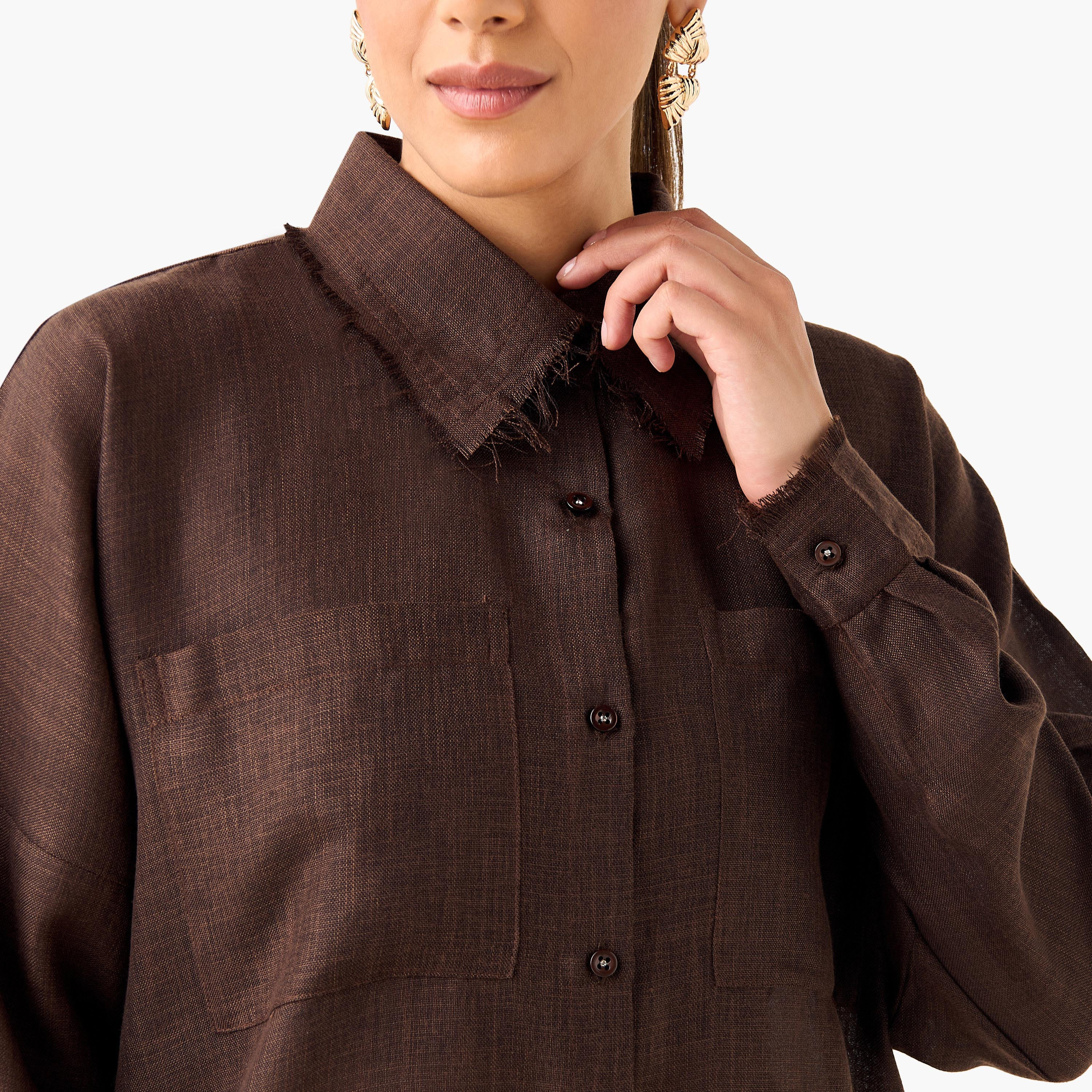 طقم قميص سادة وبنطلون واسع الساقين من جولدن آبل-women-clothing-coordsets-image-11