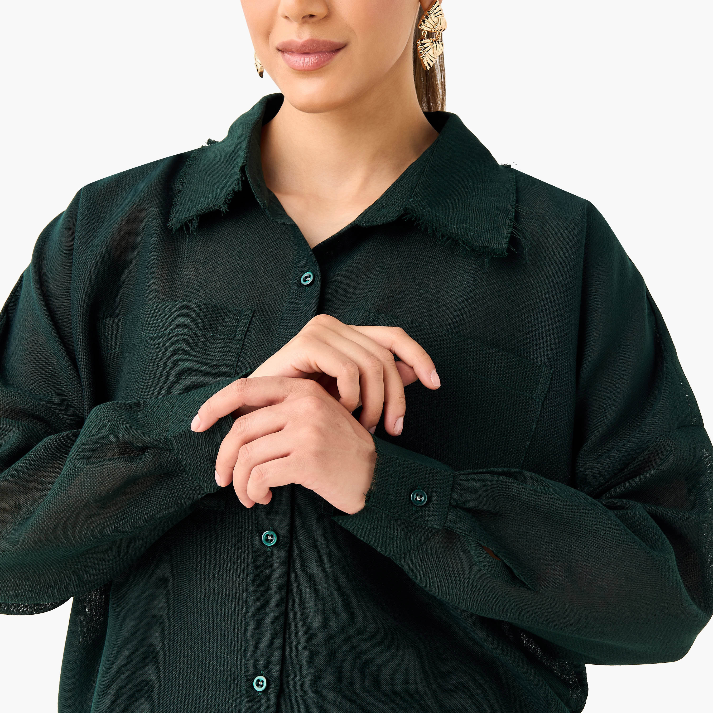 Golden Apple Solid Shirt and Wide Leg Pants Set-women-clothing-coordsets-image-5