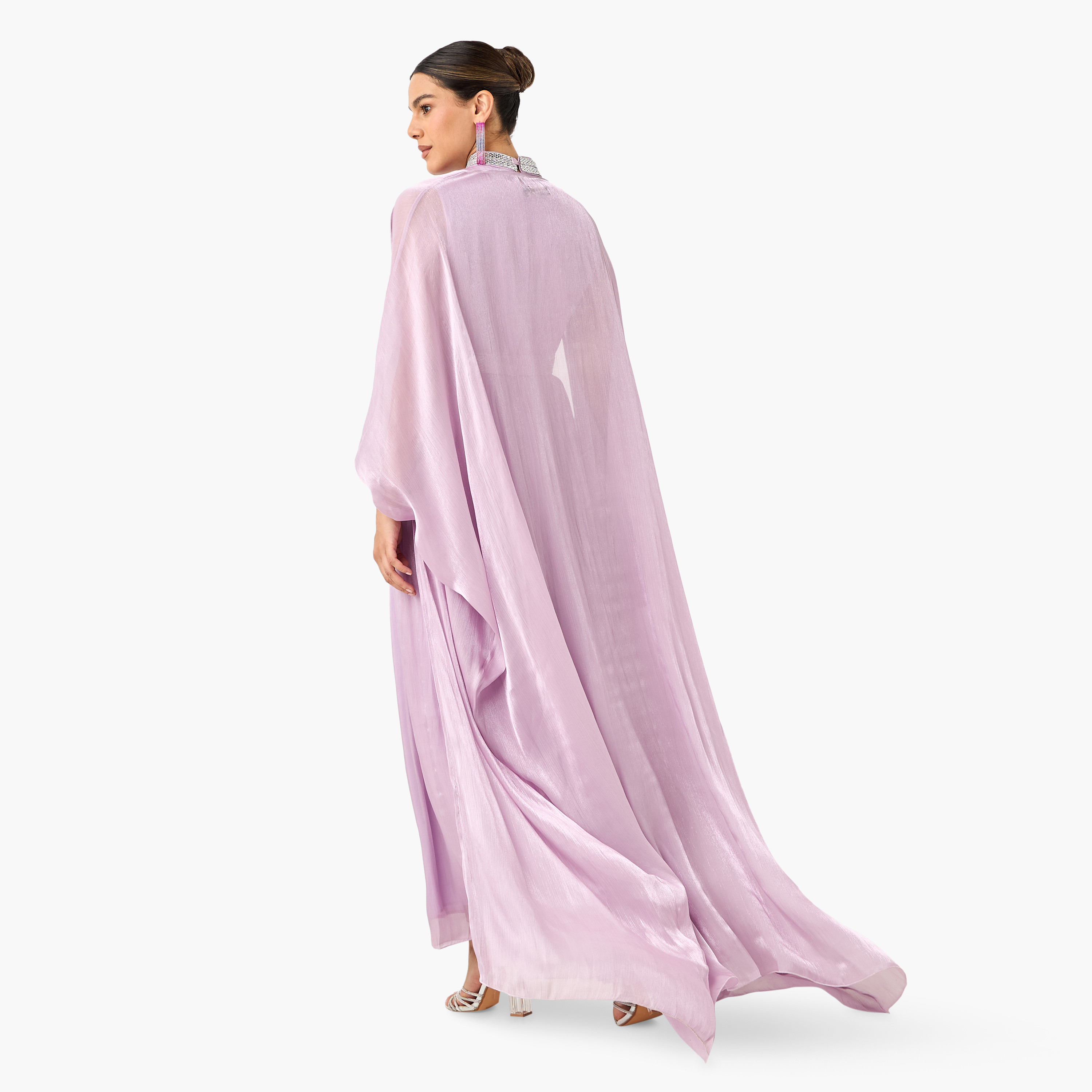 فستان مزين بياقة عالية مع رداء من جولدن أبل-women-clothing-dresses-image-3