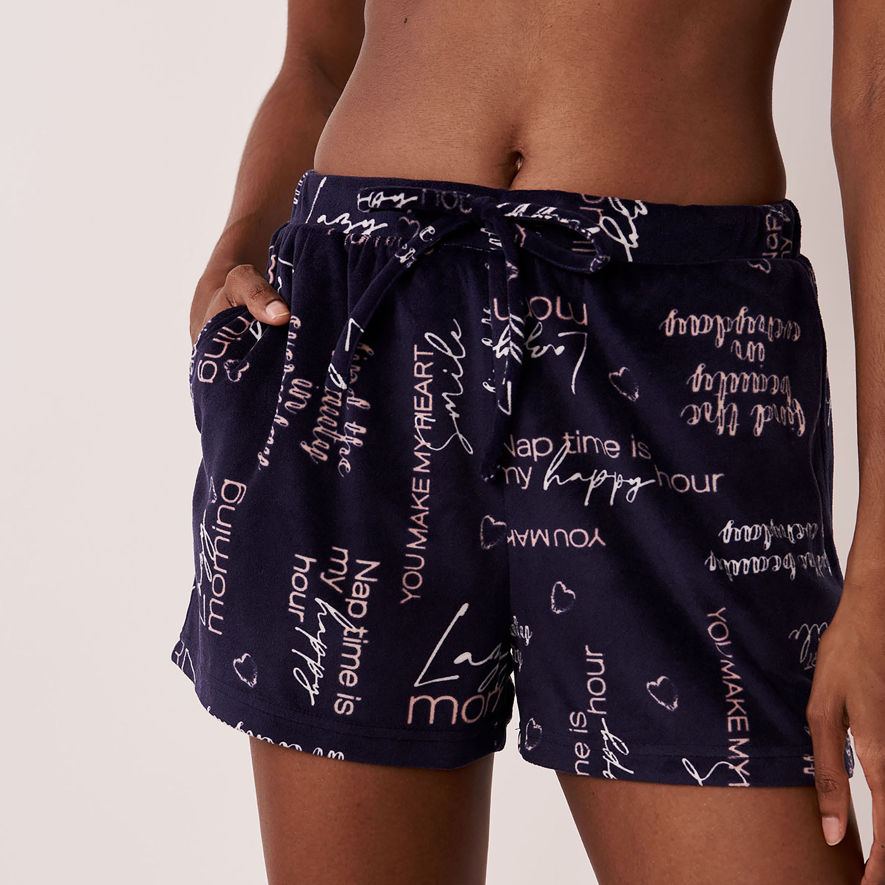 La Vie en Rose Printed Luxury Velour Shorts-women-clothing-nightwear-pyjamas-bottoms-image-1