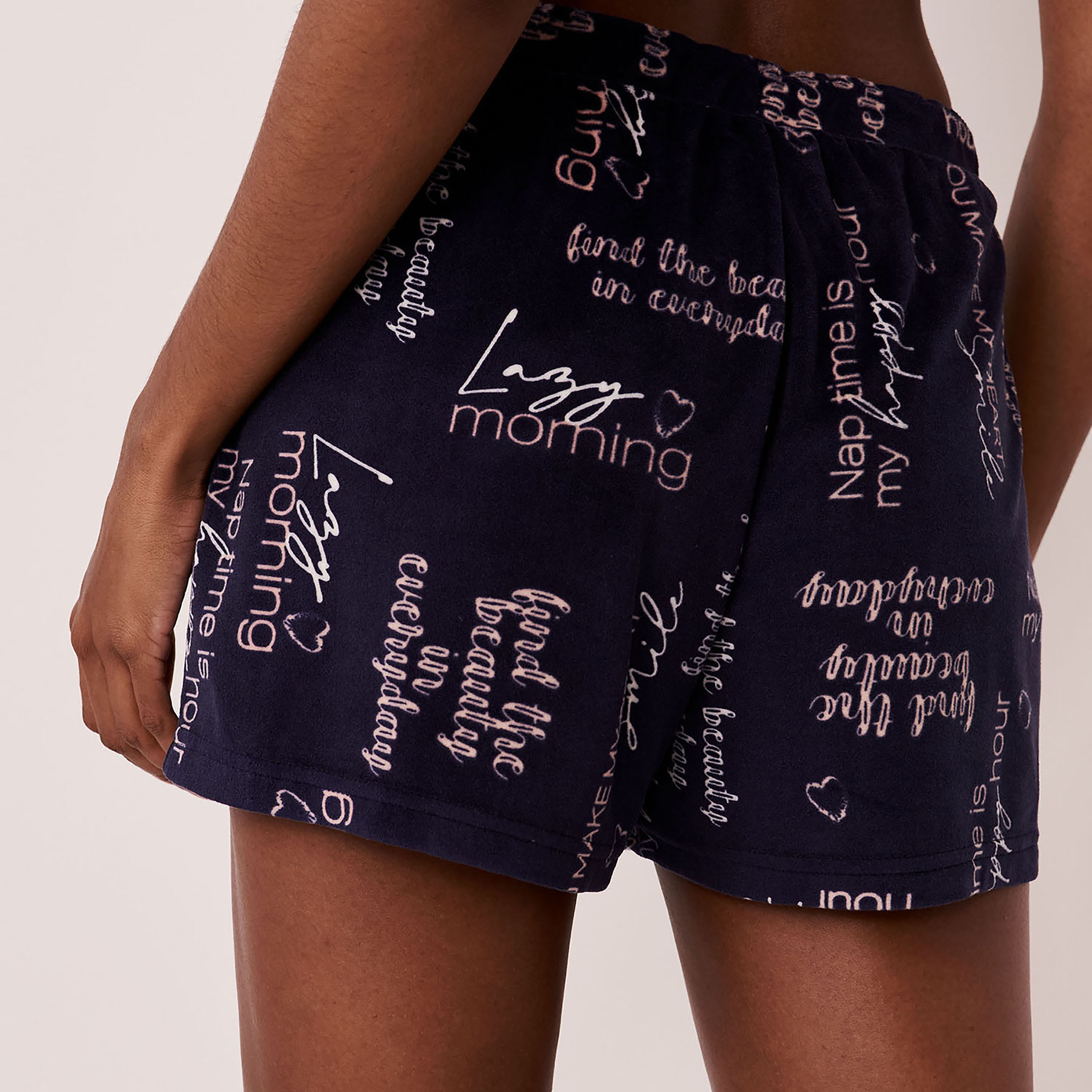La Vie en Rose Printed Luxury Velour Shorts-women-clothing-nightwear-pyjamas-bottoms-image-2