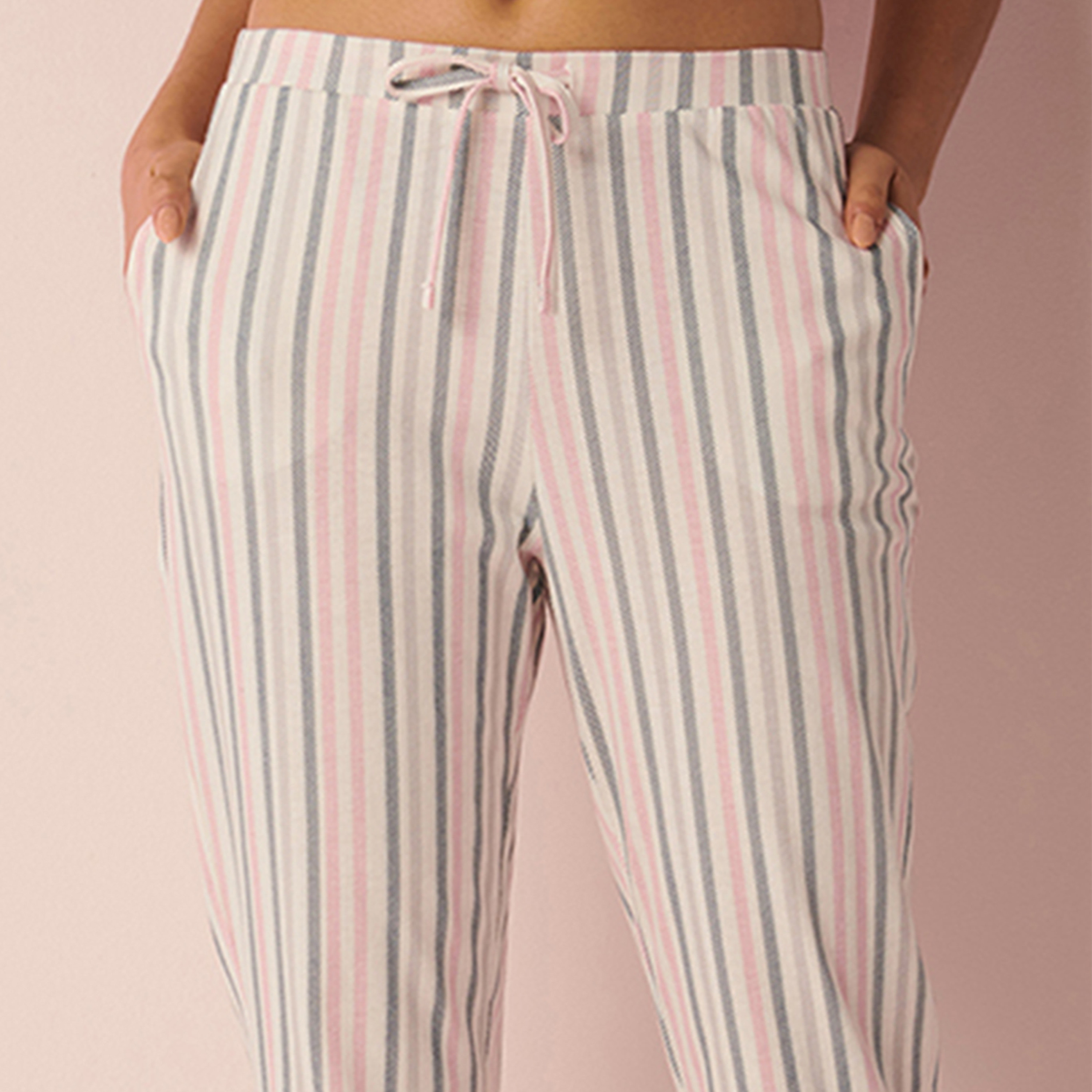 La Vie En Rose Women's Drawstring Striped Pyjamas-women-clothing-nightwear-pyjamas-bottoms-image-3
