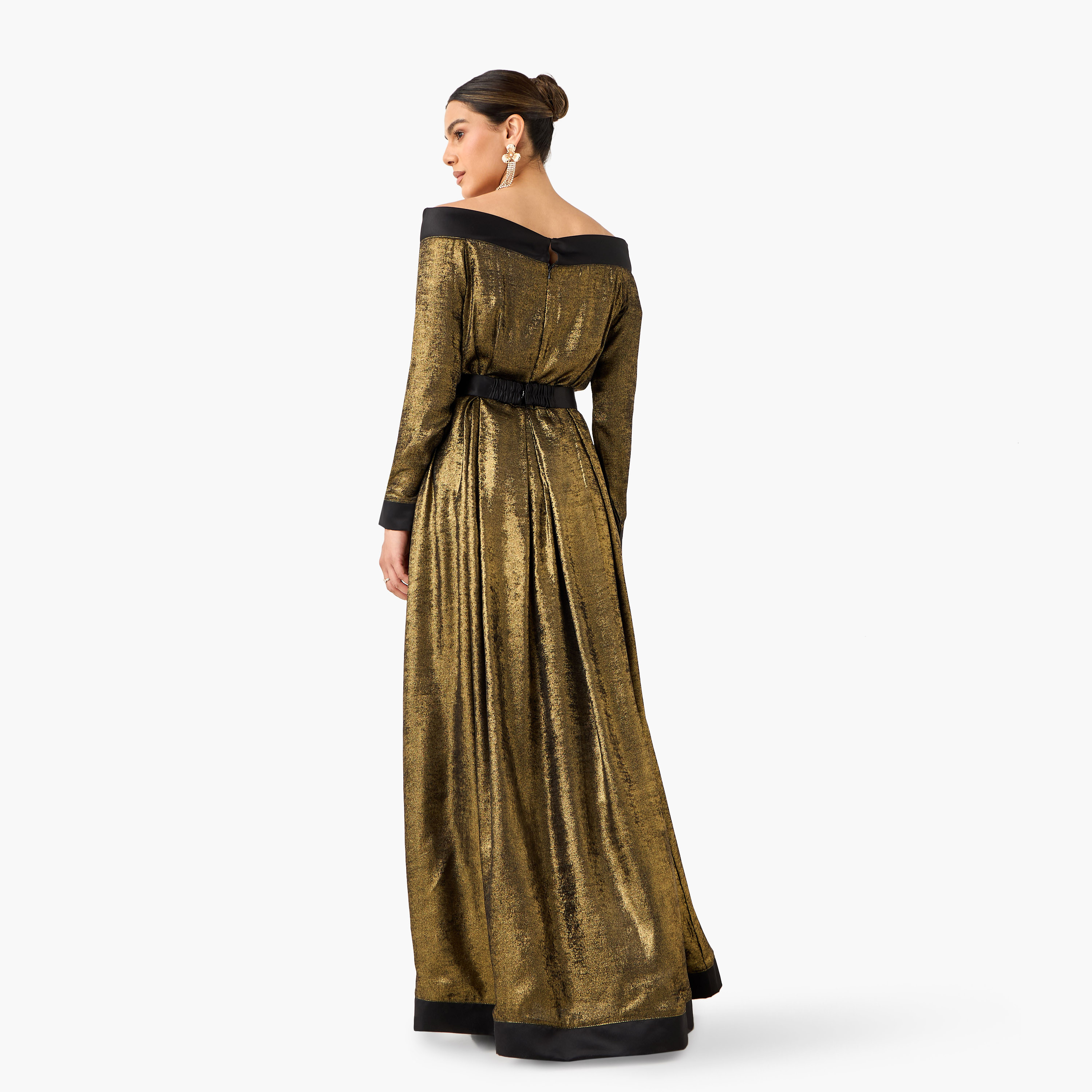 فستان بارز الملمس بأكتاف مكشوفة وأكمام طويلة من جولدن أبل-women-clothing-dresses-image-3