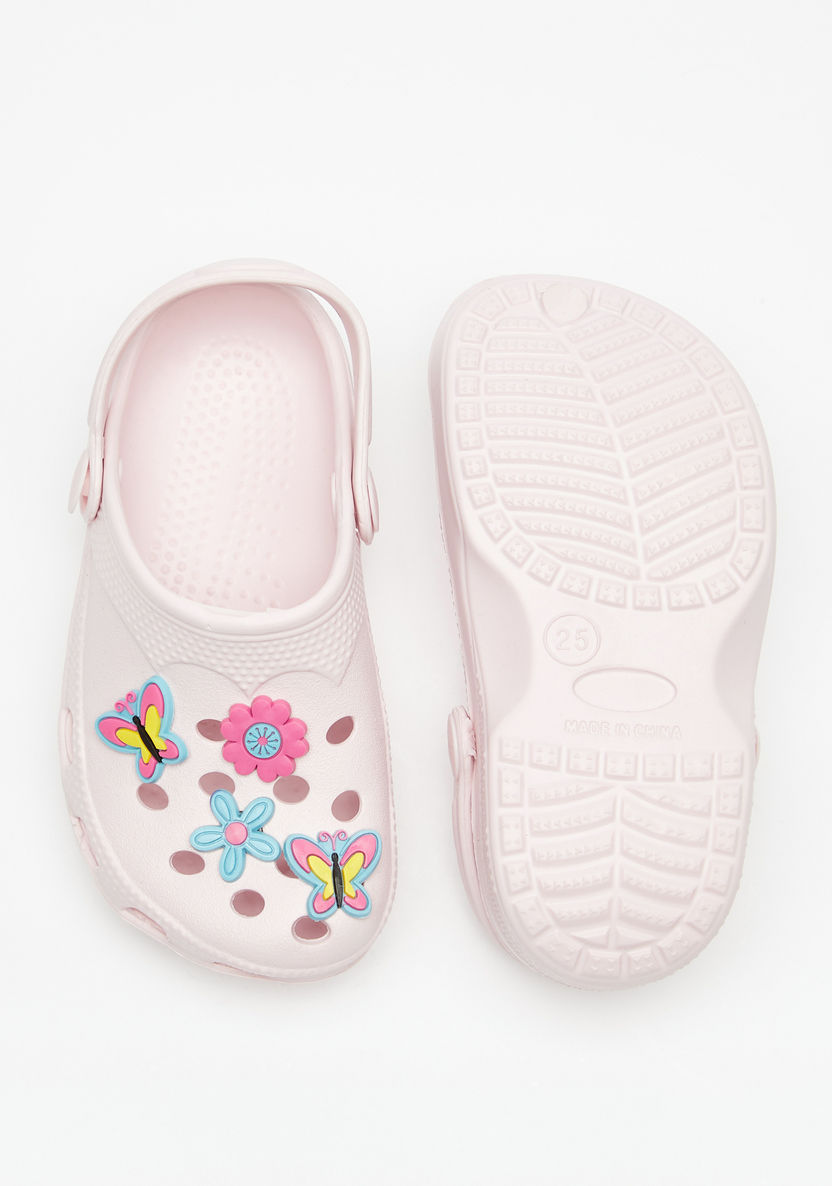 Aqua Floral and Butterfly Detail Clogs-Girl%27s Flip Flops & Beach Slippers-image-3