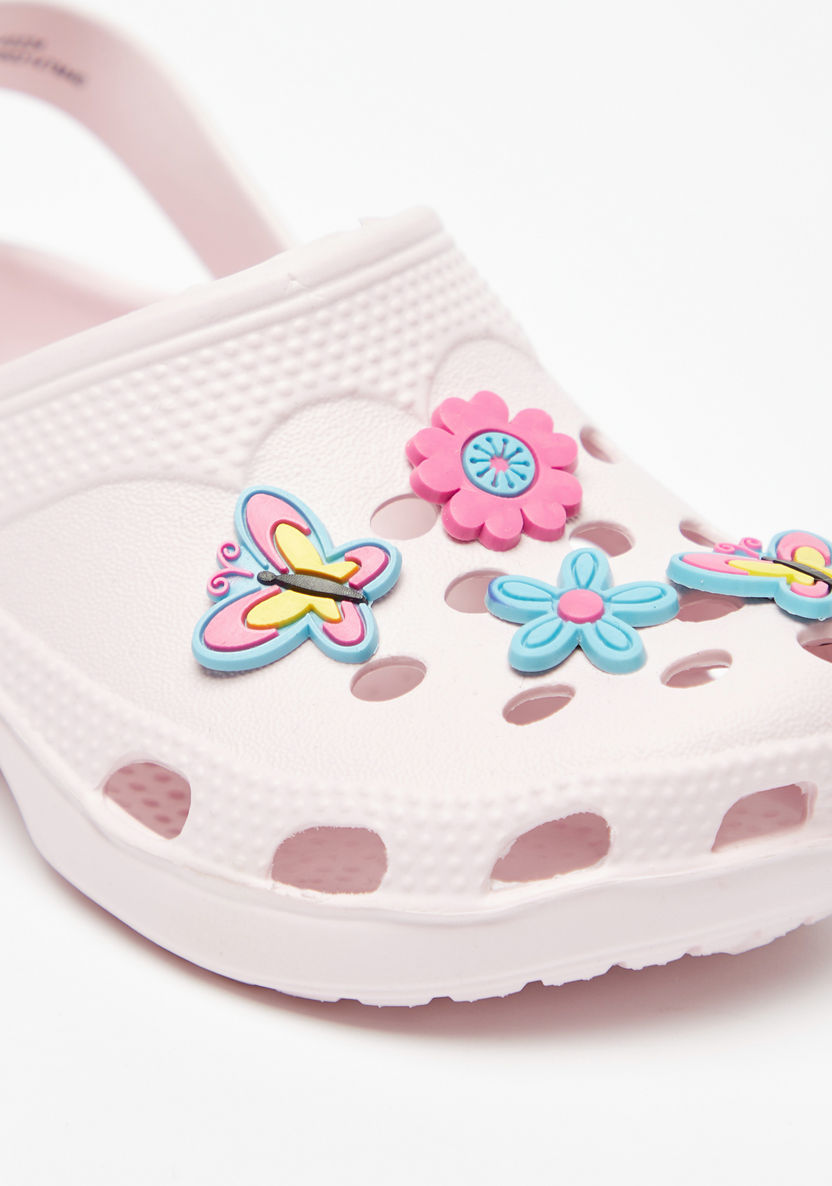 Aqua Floral and Butterfly Detail Clogs-Girl%27s Flip Flops & Beach Slippers-image-4