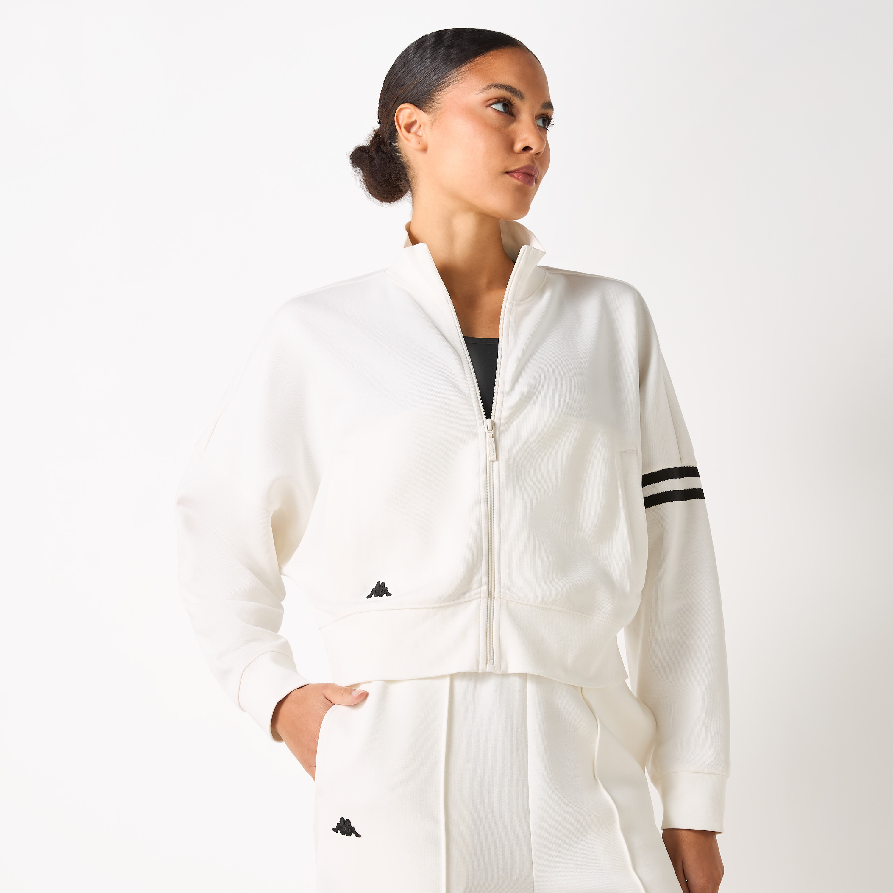 Kappa Striped Jacket with Zip Closure and Long Sleeves-sports-women-clothing-coatsandjackets-jackets-image-1