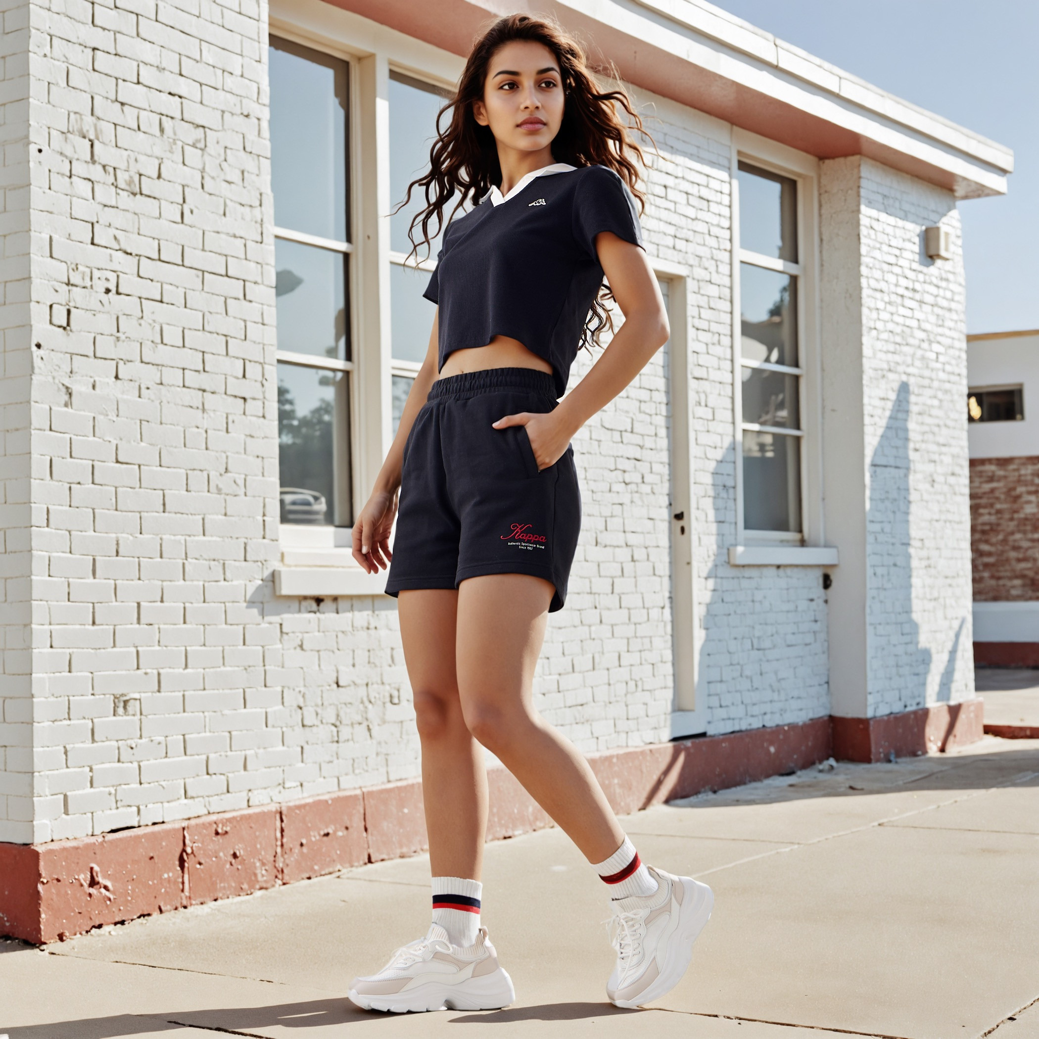 Kappa Logo Print Shorts-women-clothing-sportswearandactivewear-bottoms-athleticskirtsandshorts-image-2