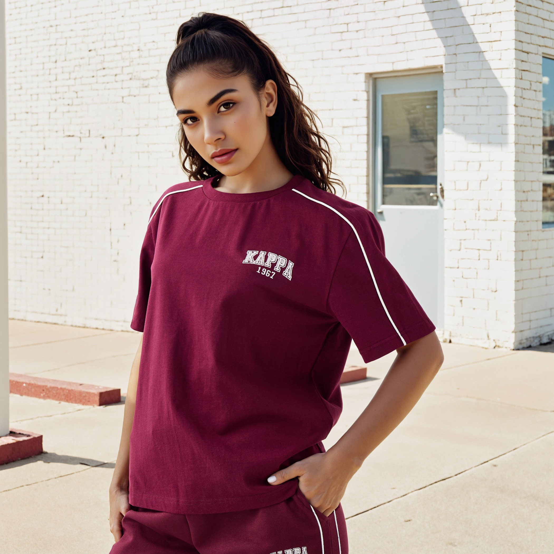 Kappa Logo Embroidered Crew Neck T-shirt-sports-women-clothing-tshirtsandvests-image-1