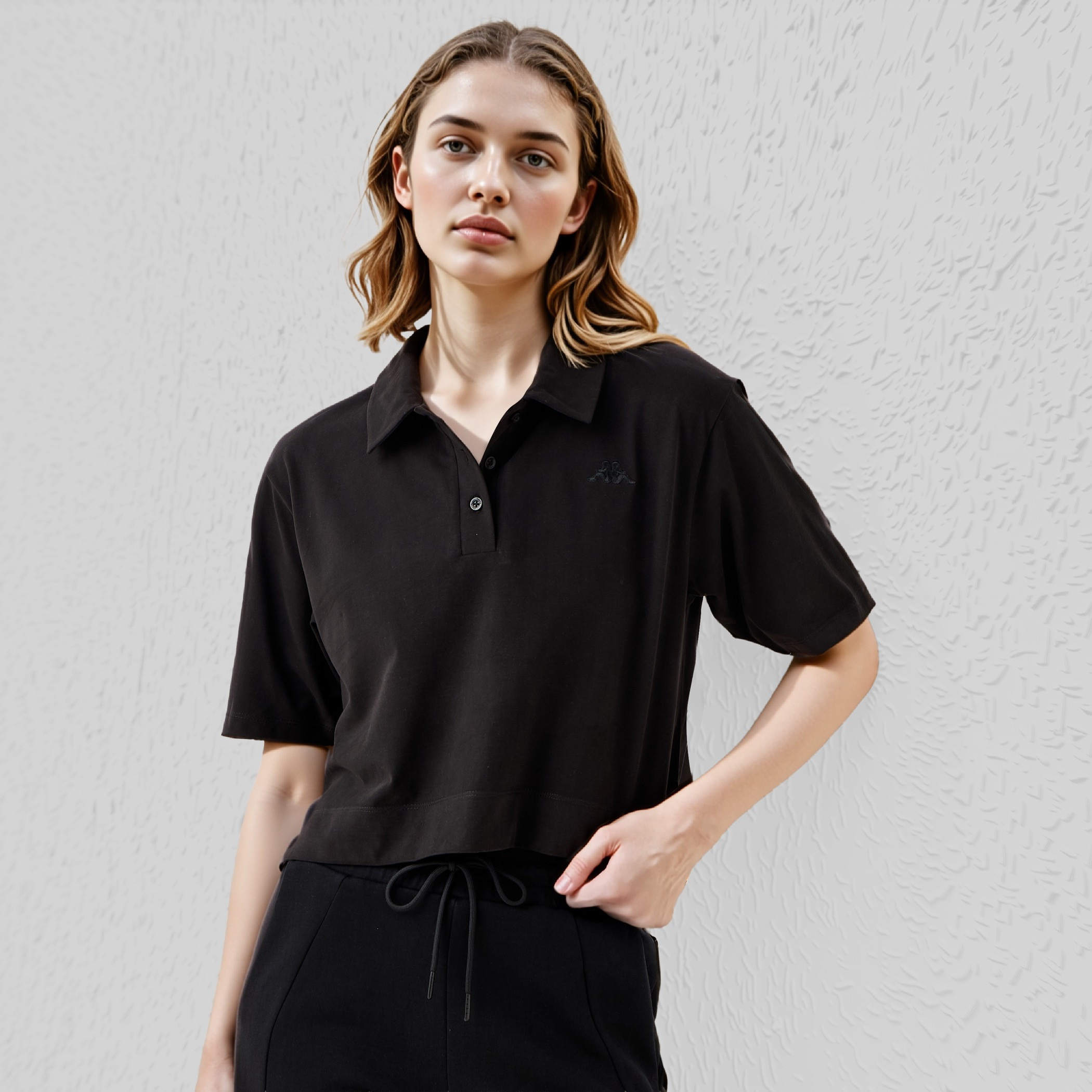 Kappa Logo Detail Cropped Polo T-shirt-women-clothing-tshirts-image-1
