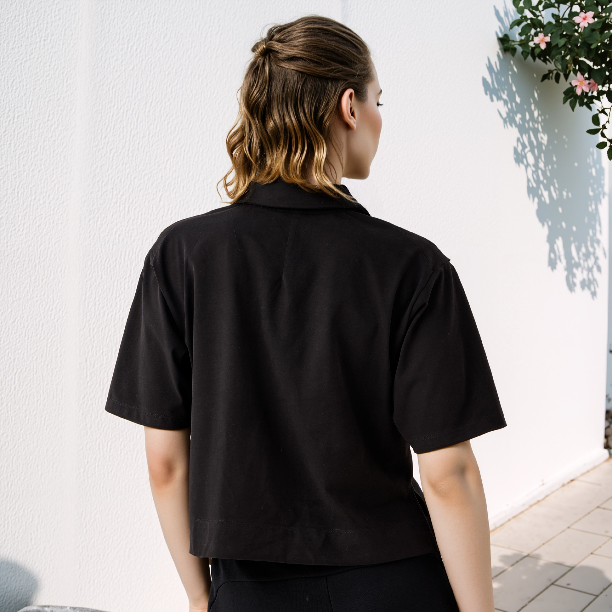 Kappa Logo Detail Cropped Polo T-shirt-women-clothing-tshirts-image-3