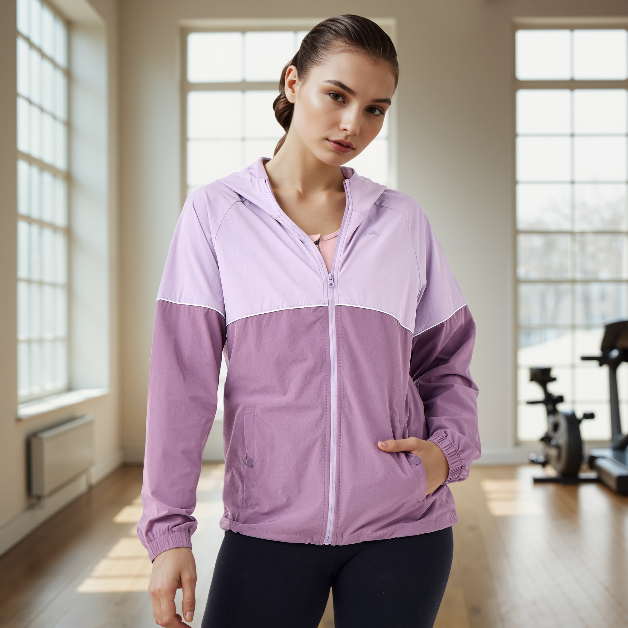 Kappa Colourblock Zip Though Hoodie with Pockets-women-clothing-sportswearandactivewear-coatsandjackets-jackets-image-1