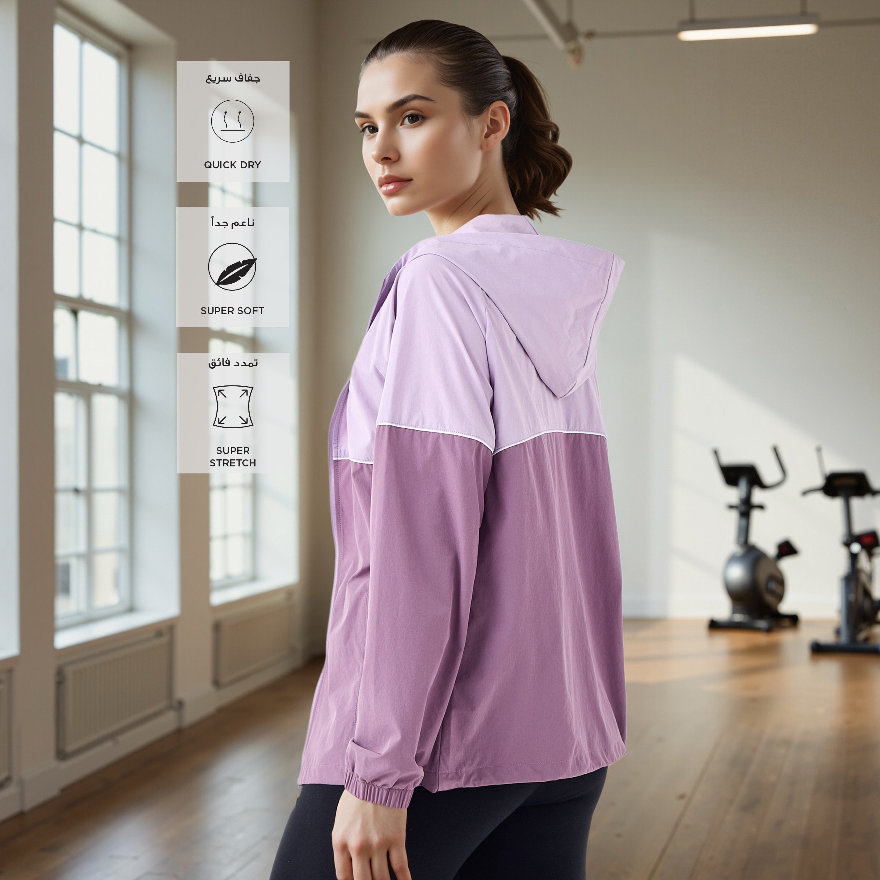 Kappa Colourblock Zip Though Hoodie with Pockets-women-clothing-sportswearandactivewear-coatsandjackets-jackets-image-2