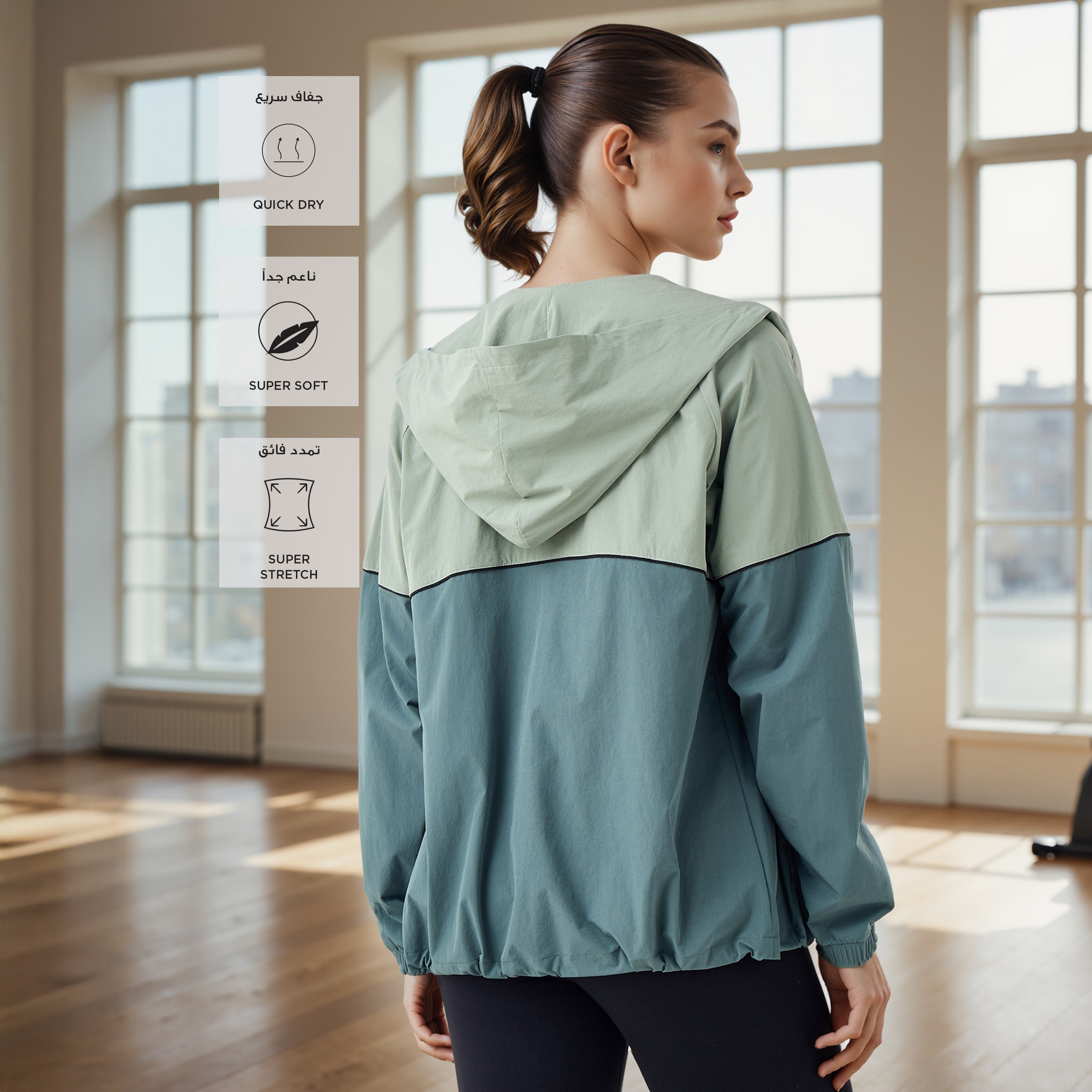 هودي قوالب ملونة بسحاب وجيوب من كابا-women-clothing-sportswearandactivewear-coatsandjackets-jackets-image-4
