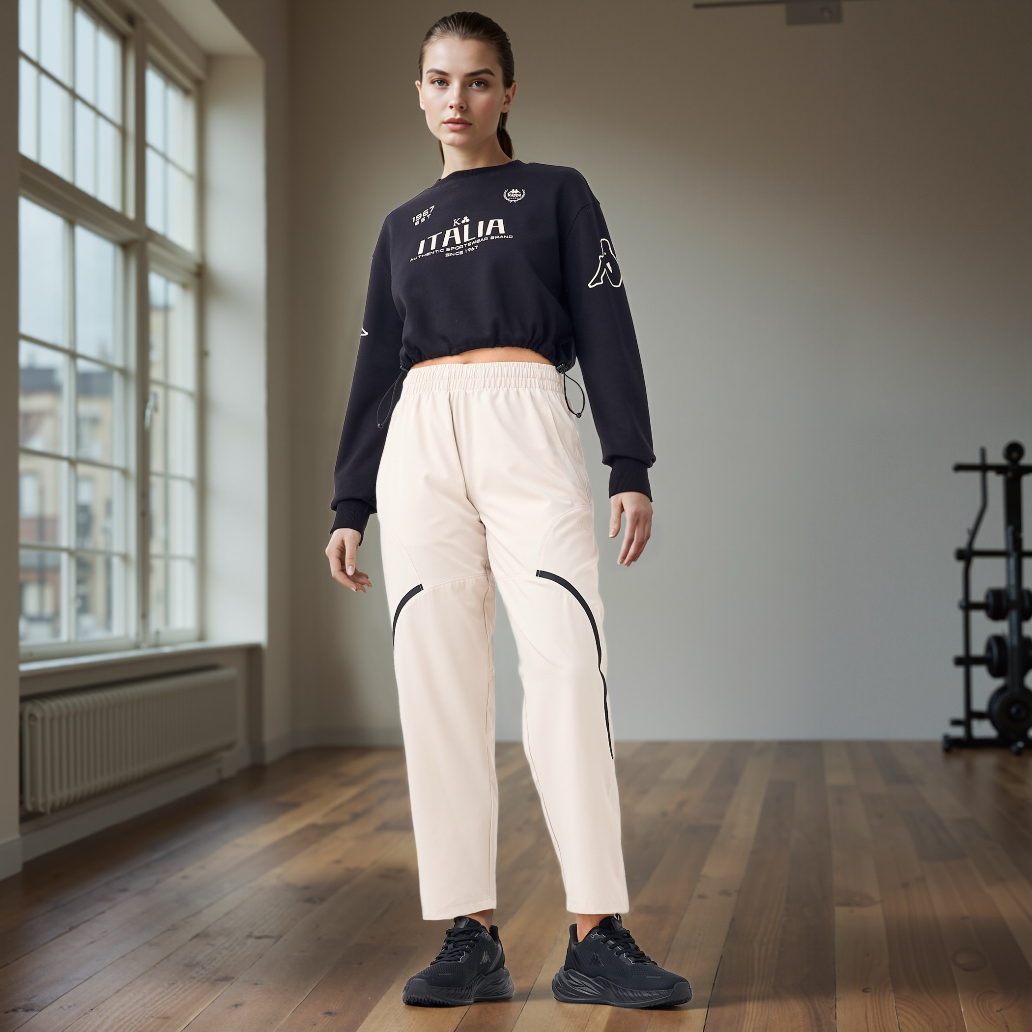 Kappa Logo Print Cropped Sweatshirt-women-clothing-sportswearandactivewear-hoodiesandsweatshirts-image-2