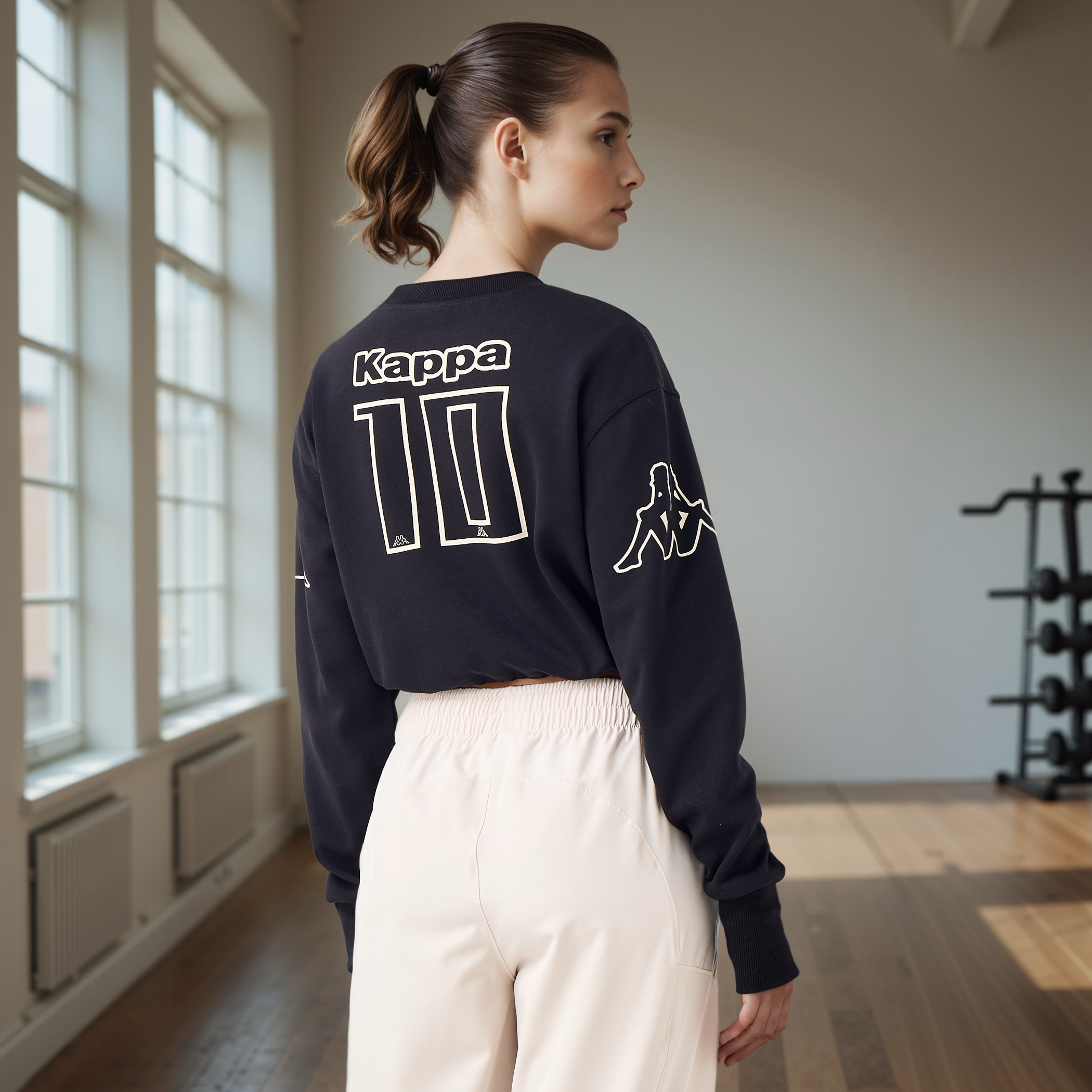 Kappa Logo Print Cropped Sweatshirt-women-clothing-sportswearandactivewear-hoodiesandsweatshirts-image-3
