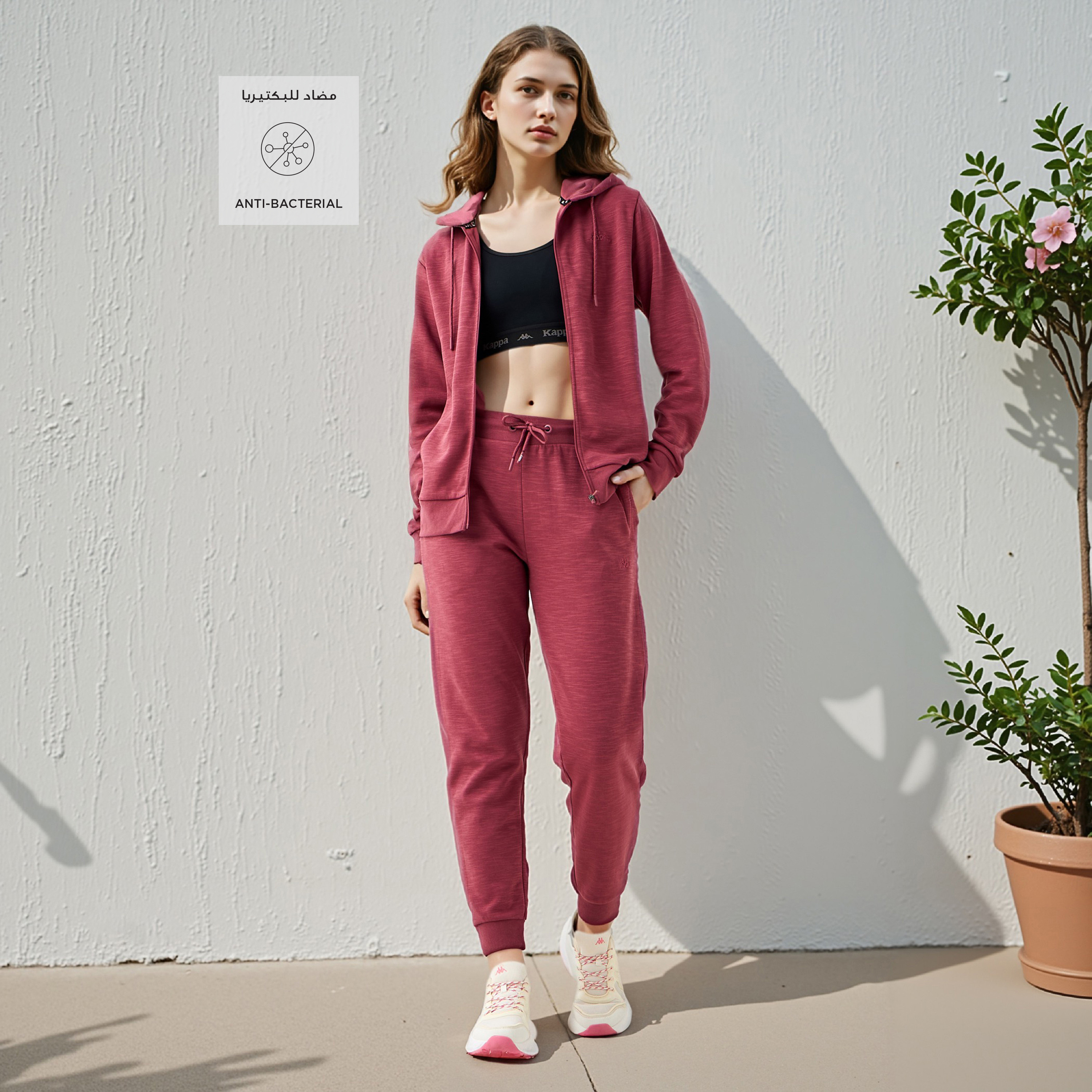 Kappa Zip Through Hoodie with Kangaroo Pockets-women-clothing-sportswearandactivewear-hoodiesandsweatshirts-image-2