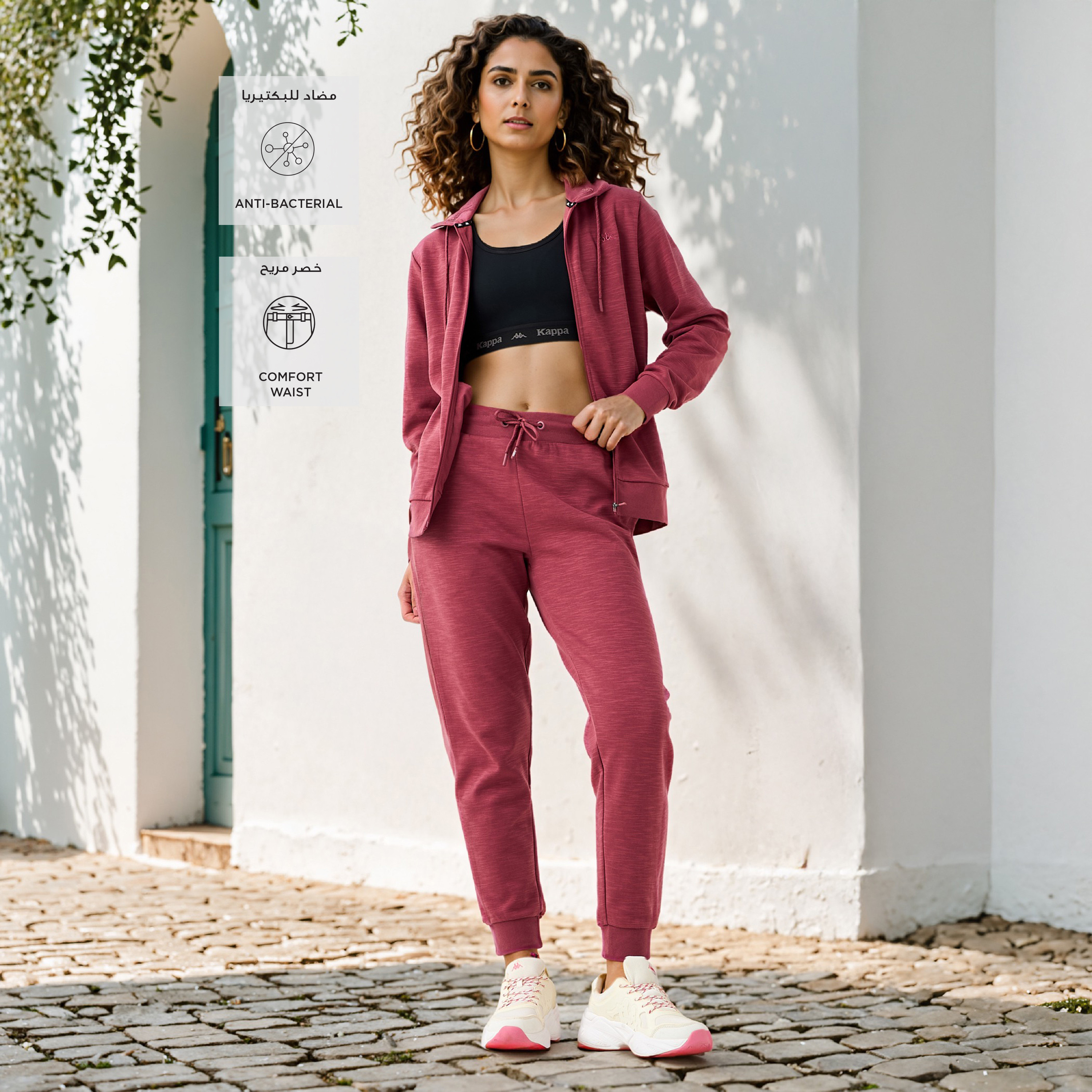 Kappa Logo Detail Joggers with Drawstring Closure-women-clothing-bottoms-joggers-image-2