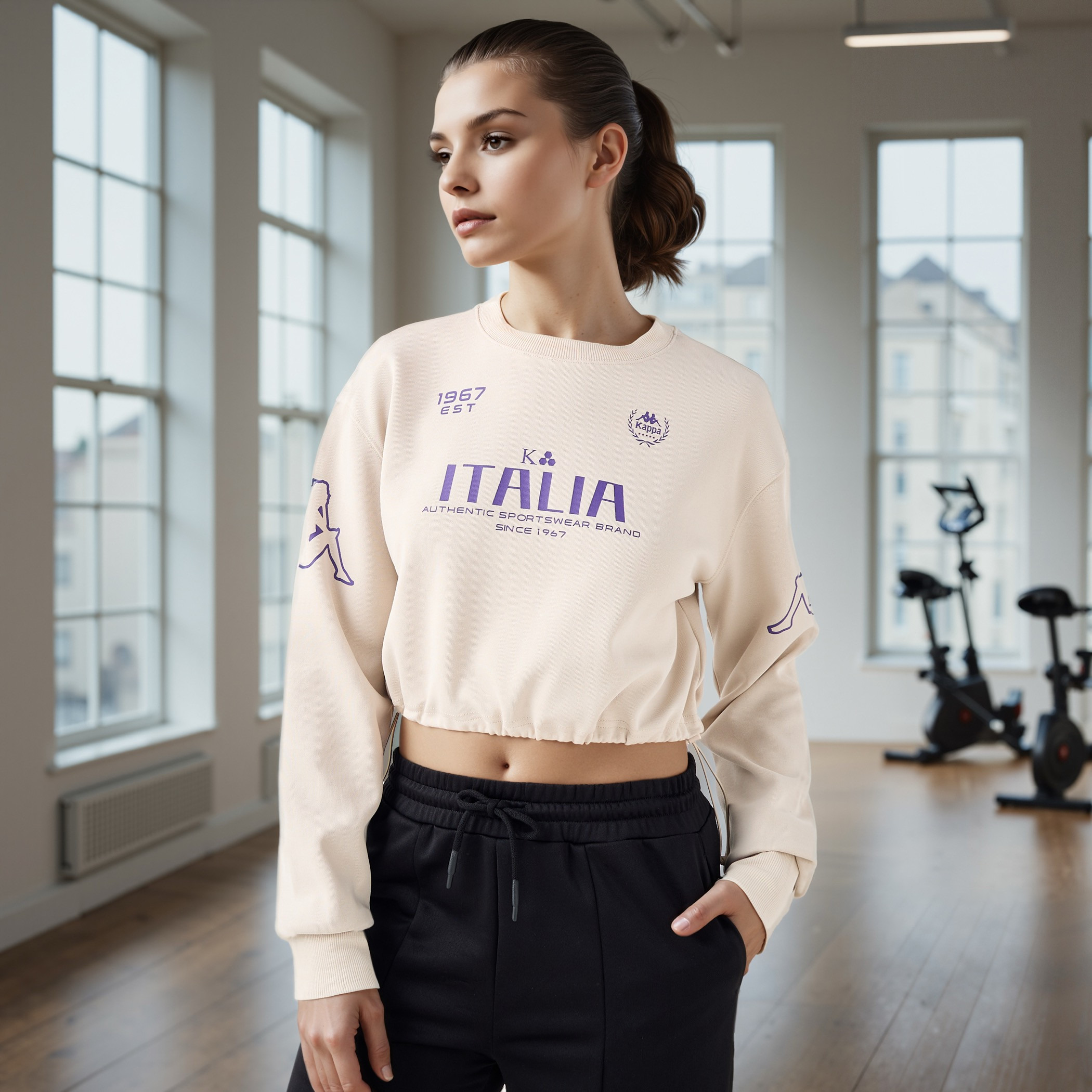 Kappa Logo Print Cropped Sweatshirt-women-clothing-sportswearandactivewear-hoodiesandsweatshirts-image-1