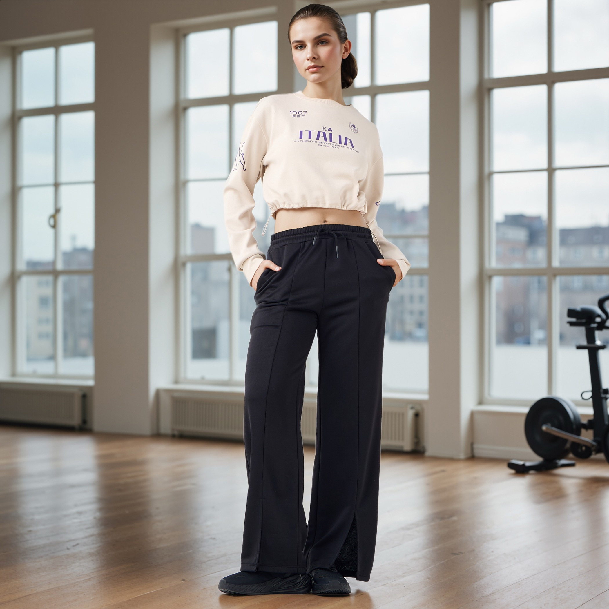 Kappa Logo Print Cropped Sweatshirt-women-clothing-sportswearandactivewear-hoodiesandsweatshirts-image-2