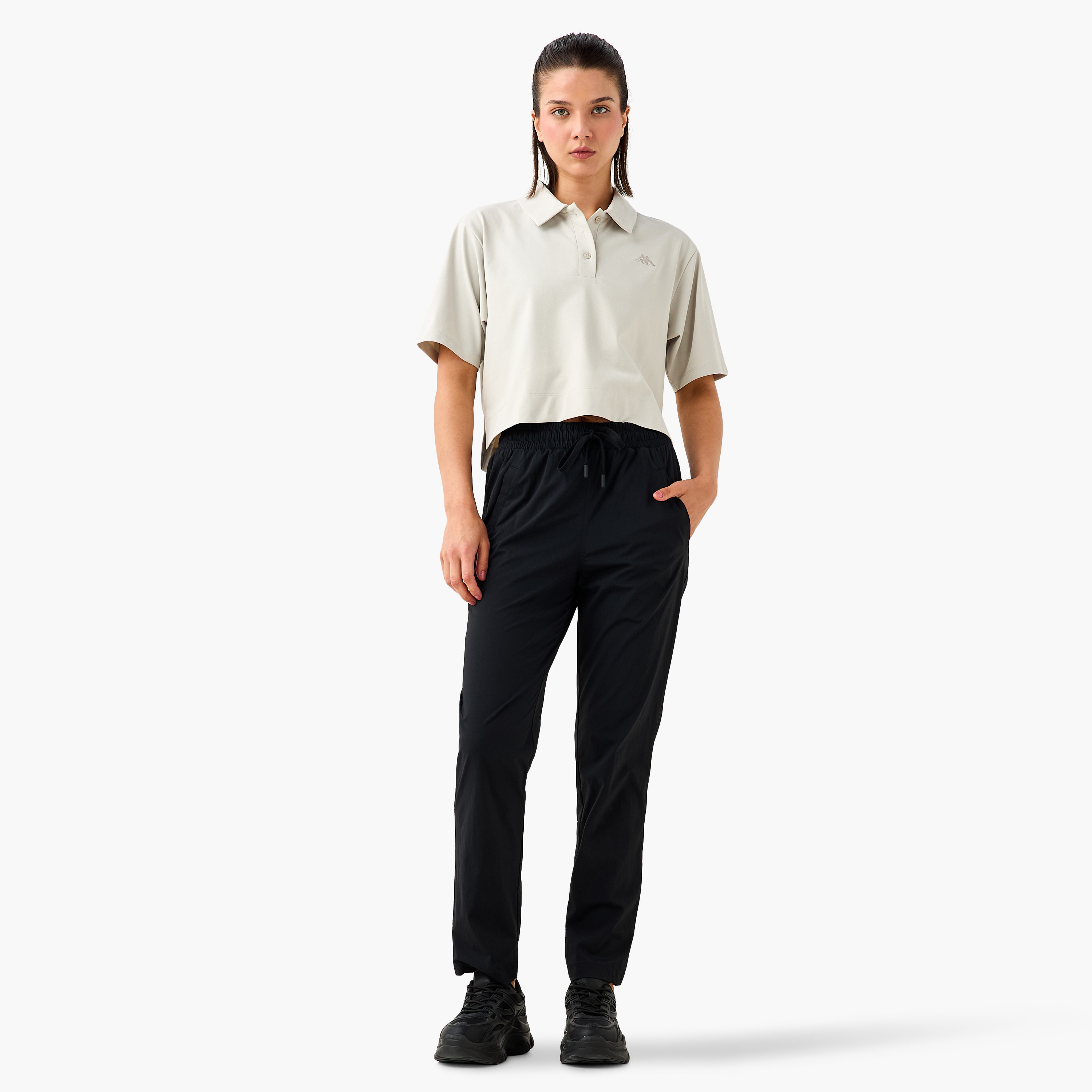 Kappa Logo Detail Cropped Polo T-shirt-women-clothing-tshirts-image-2