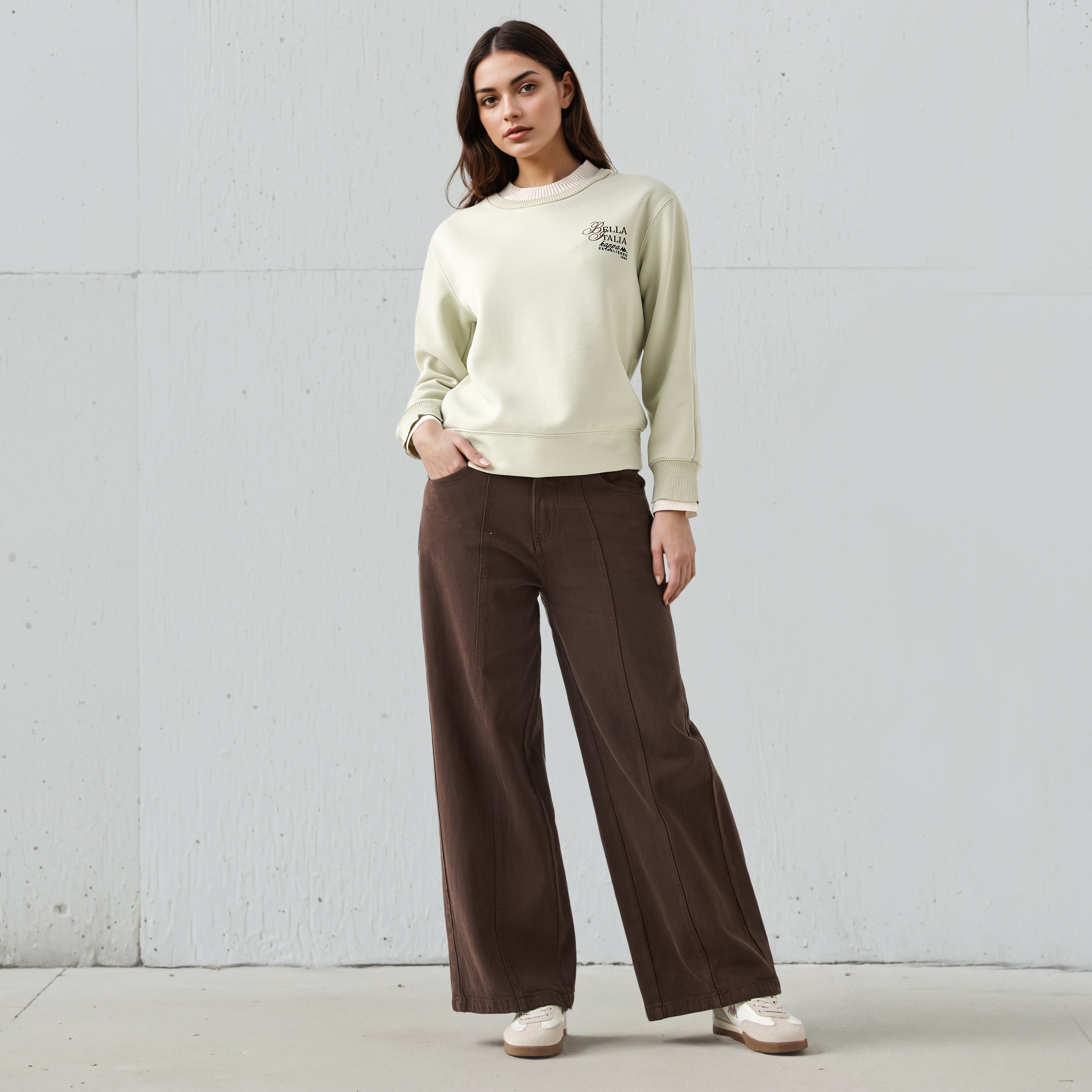 سويت شيرت مضلع مزدوج للنساء من كابا-women-clothing-hoodiesandsweatshirts-sweatshirts-image-8