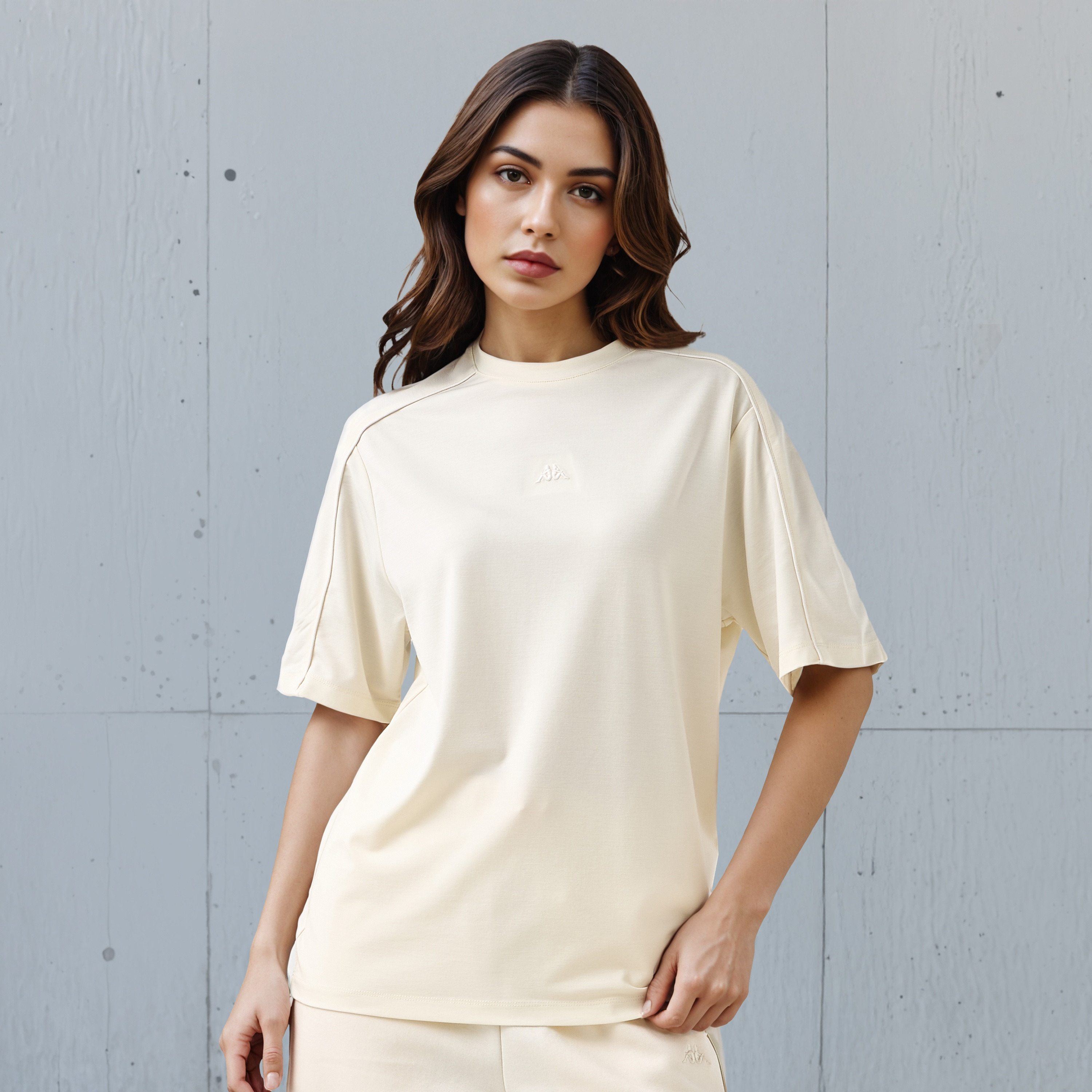 Kappa Regular Fit Women T-shirt with Piping Detail Cream-women-clothing-tshirts-image-1