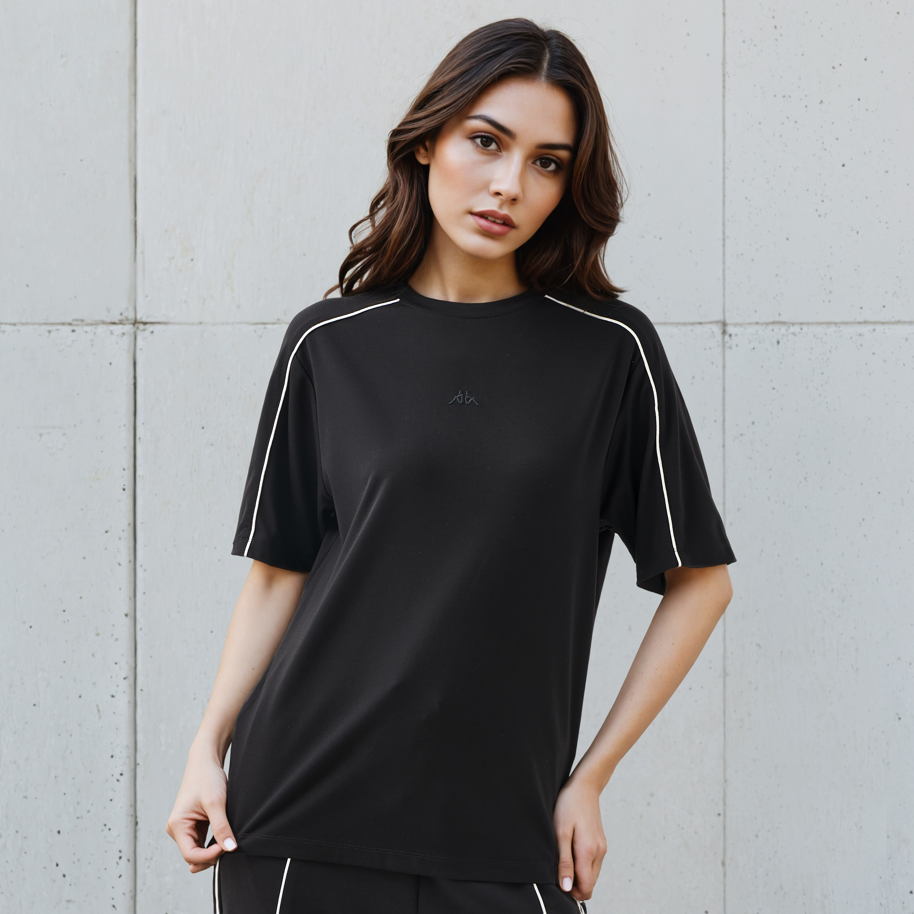 Kappa Regular Fit Women T-shirt with Piping Detail Cream-women-clothing-tshirts-image-1