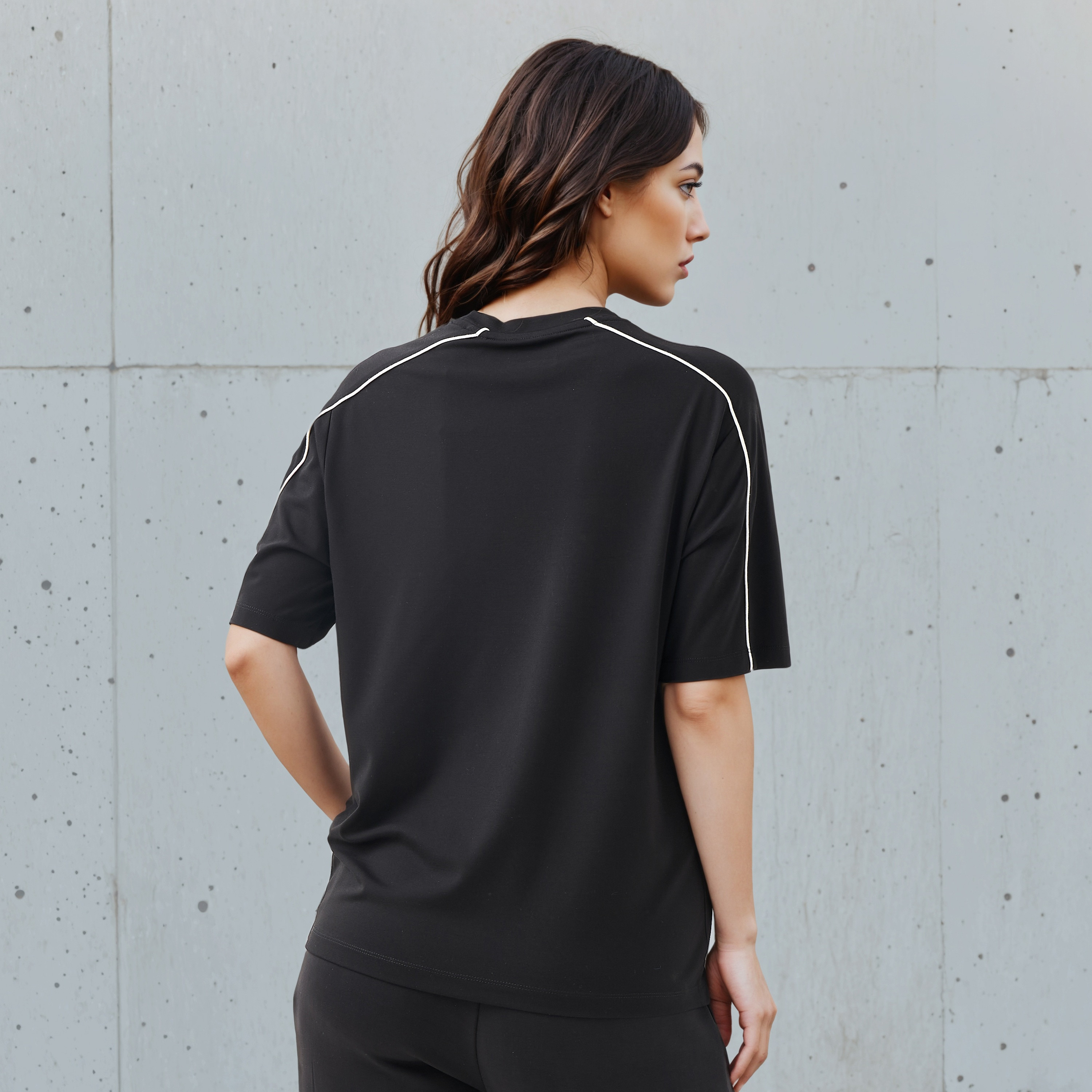 Kappa Regular Fit Women T-shirt with Piping Detail Cream-women-clothing-tshirts-image-3