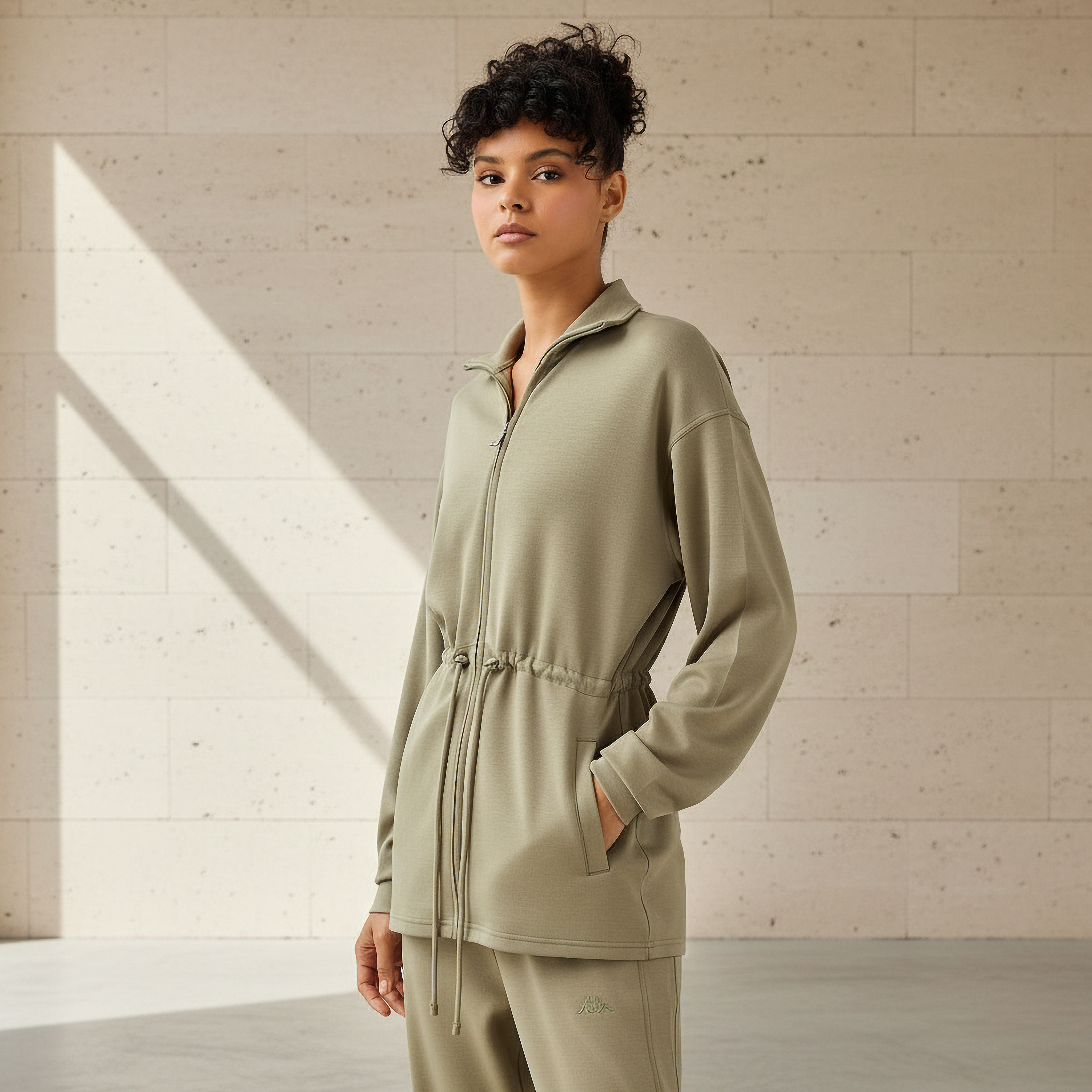 Kappa Women Soft Touch Drawstring Waist Longline Jacket-women-clothing-coordsets-image-1