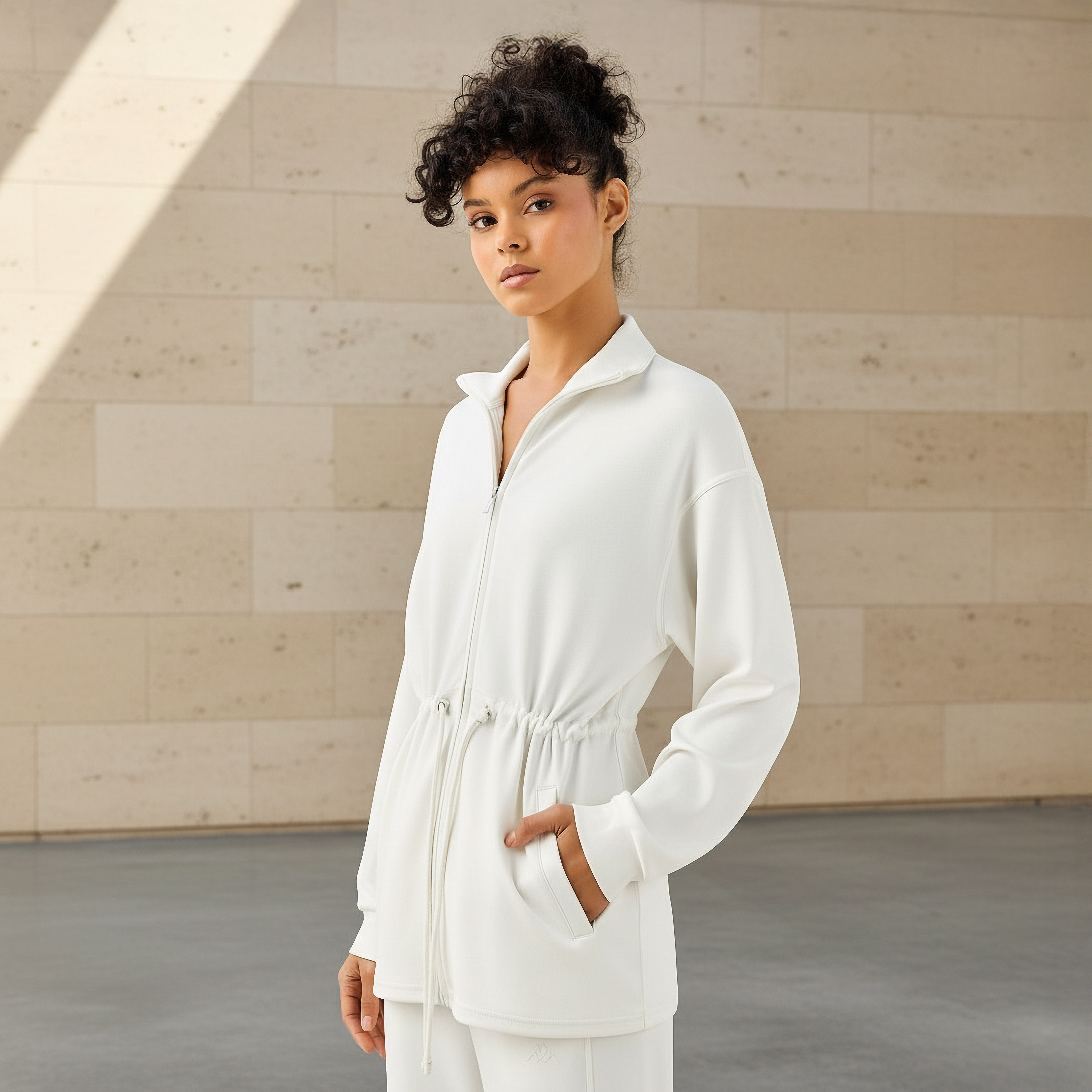 Kappa Women Soft Touch Drawstring Waist Longline Jacket-women-clothing-coordsets-image-1