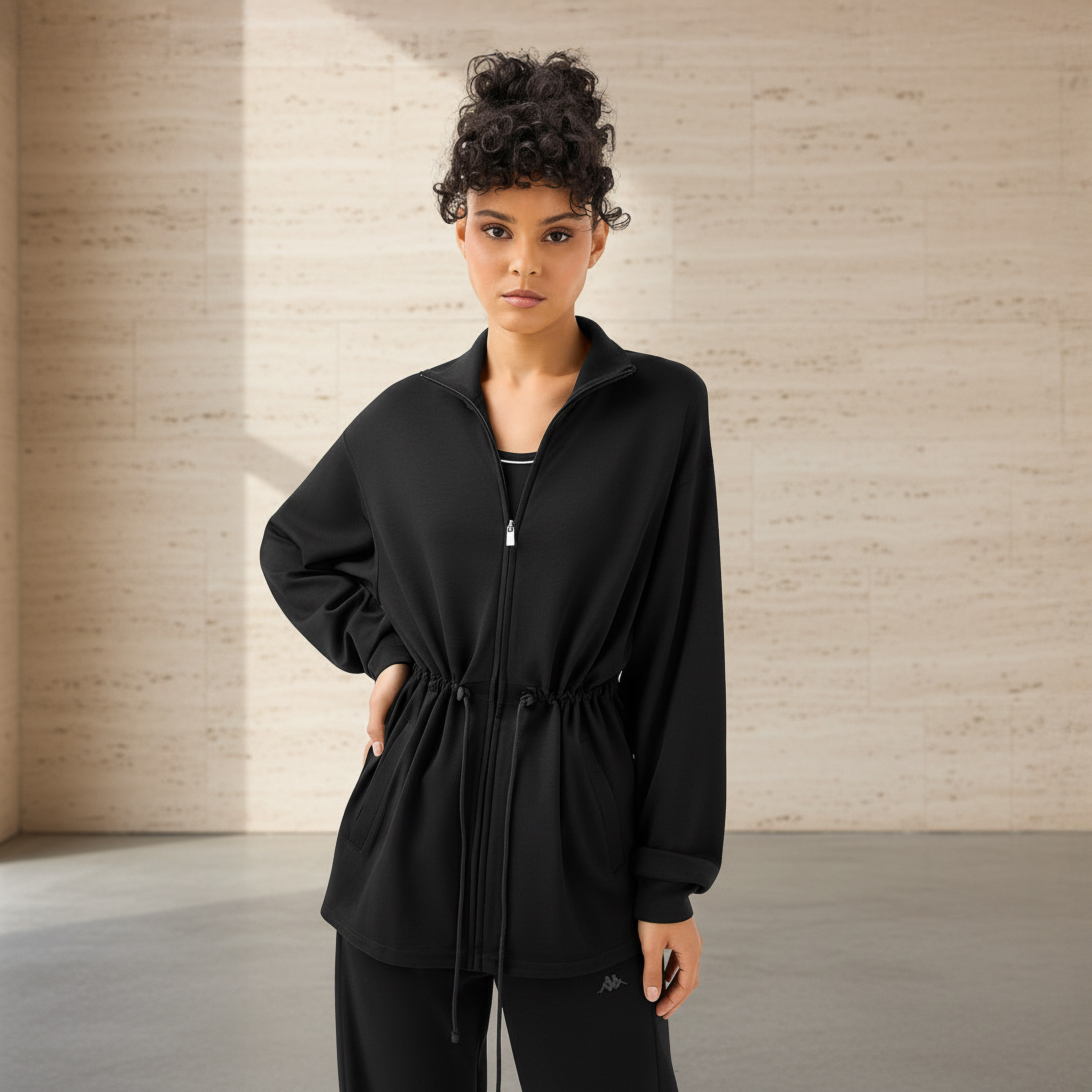 Kappa Women Soft Touch Drawstring Waist Longline Jacket-women-clothing-sportswearandactivewear-coatsandjackets-jackets-image-1