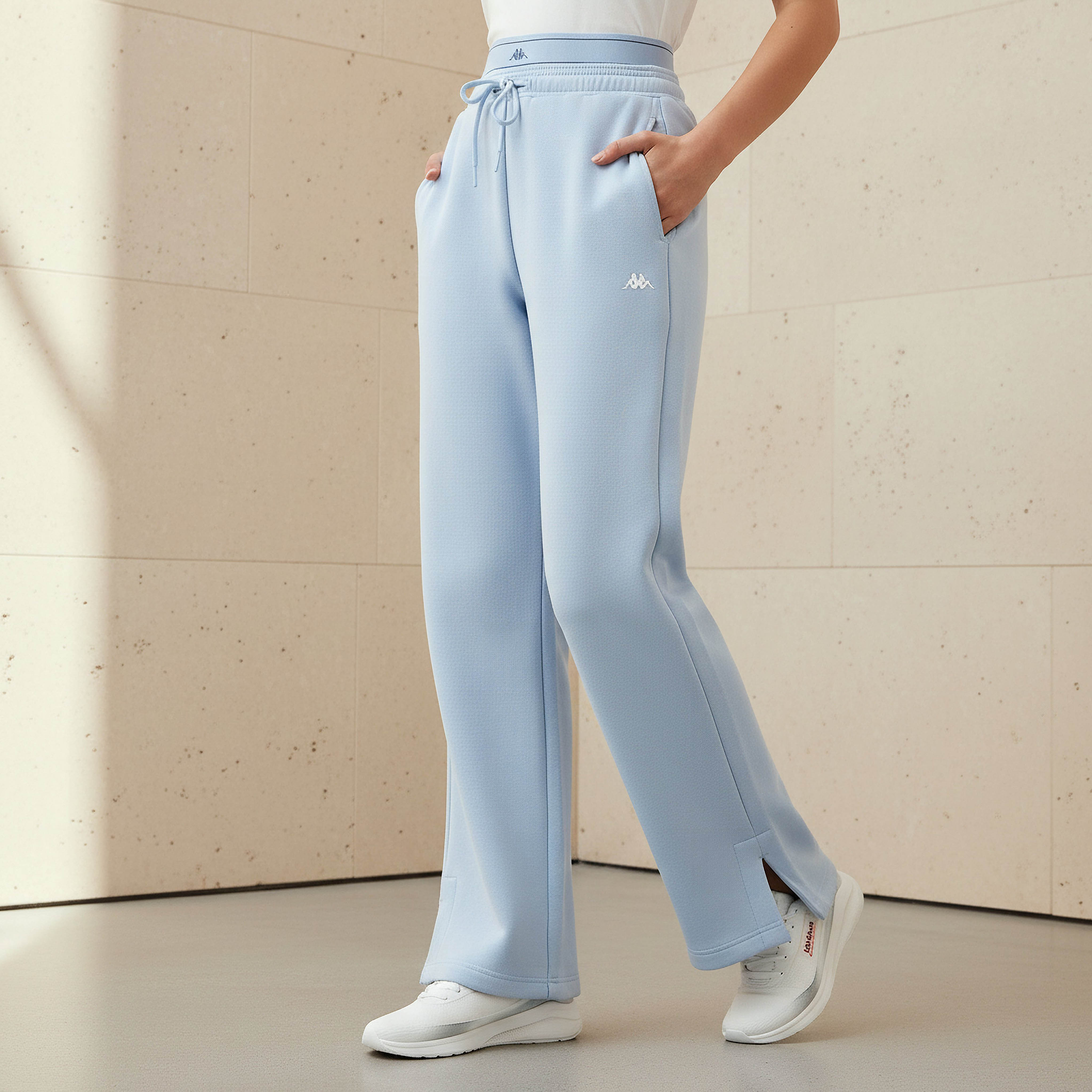 Kappa Slit Accent Flared Track Pants with Pockets-women-clothing-bottoms-joggers-image-1