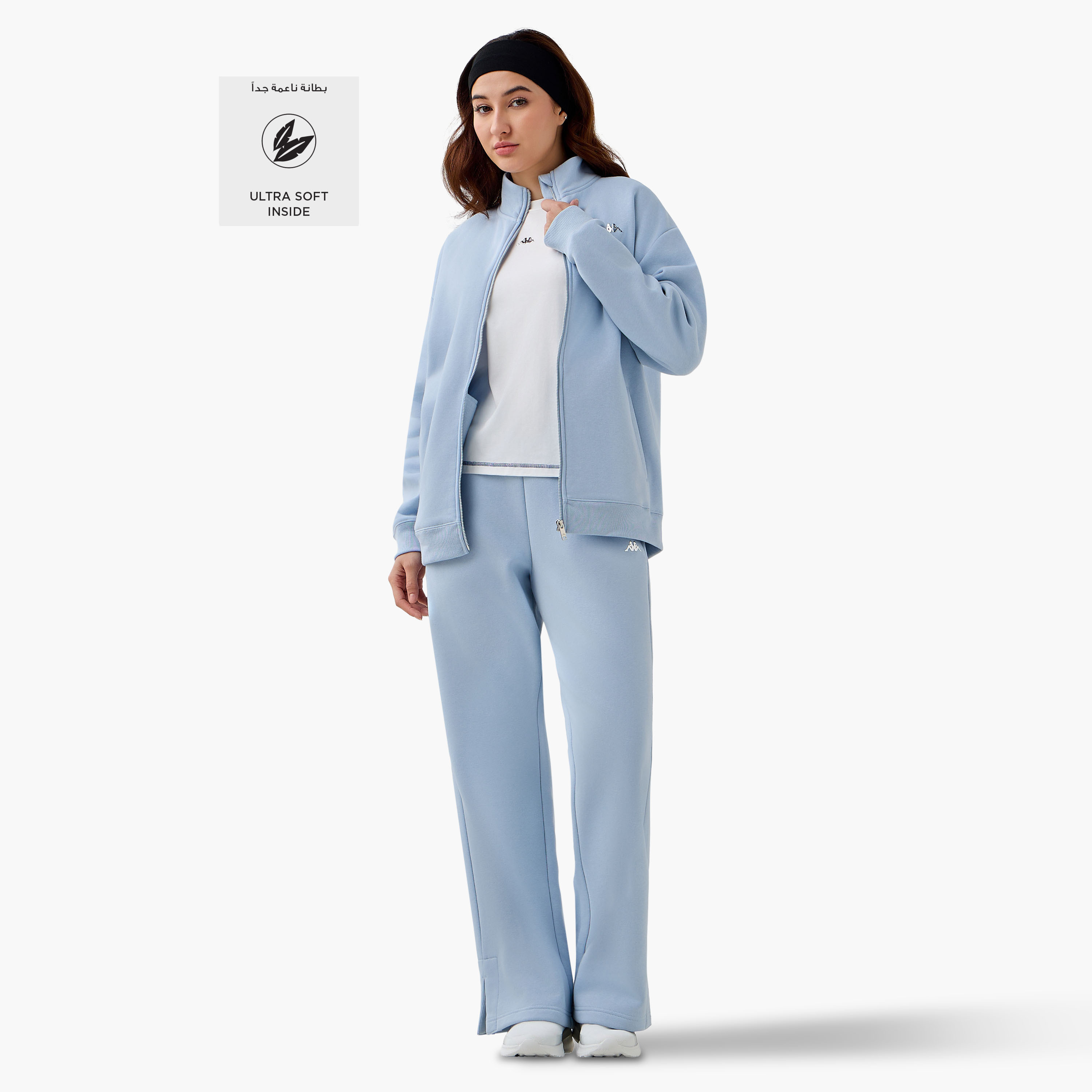 Kappa Slit Accent Flared Track Pants with Pockets-women-clothing-bottoms-joggers-image-2