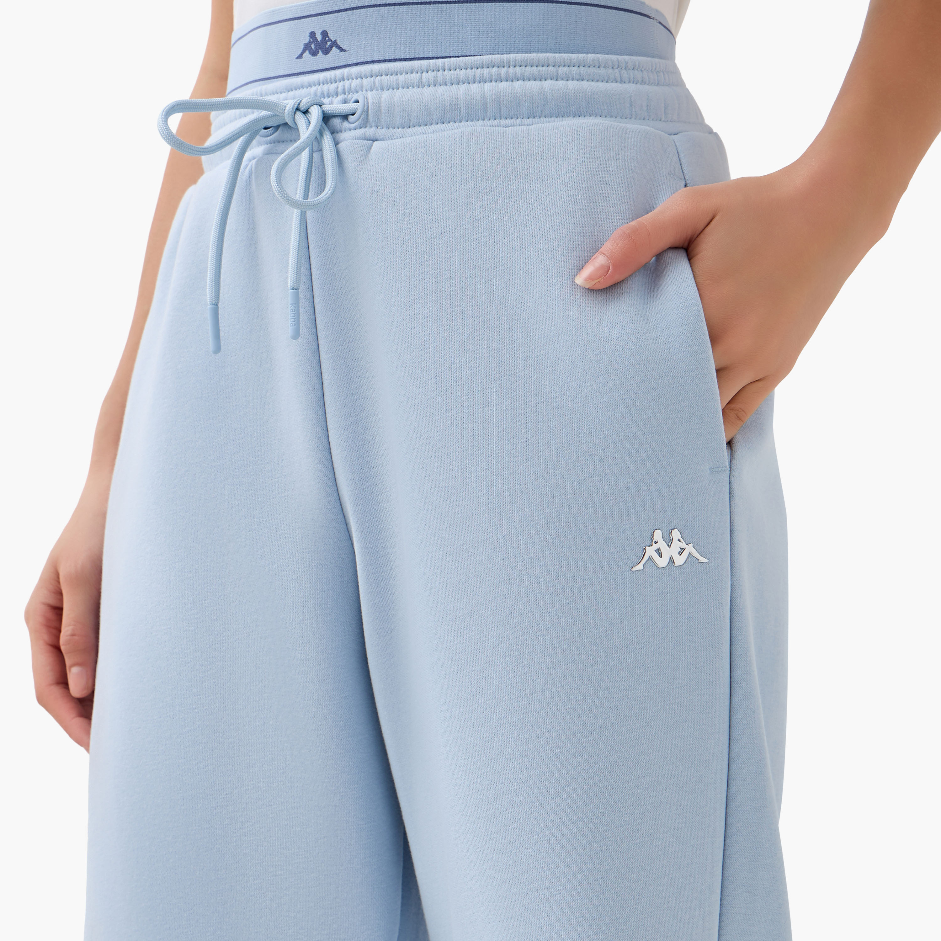 Kappa Slit Accent Flared Track Pants with Pockets-women-clothing-bottoms-joggers-image-4