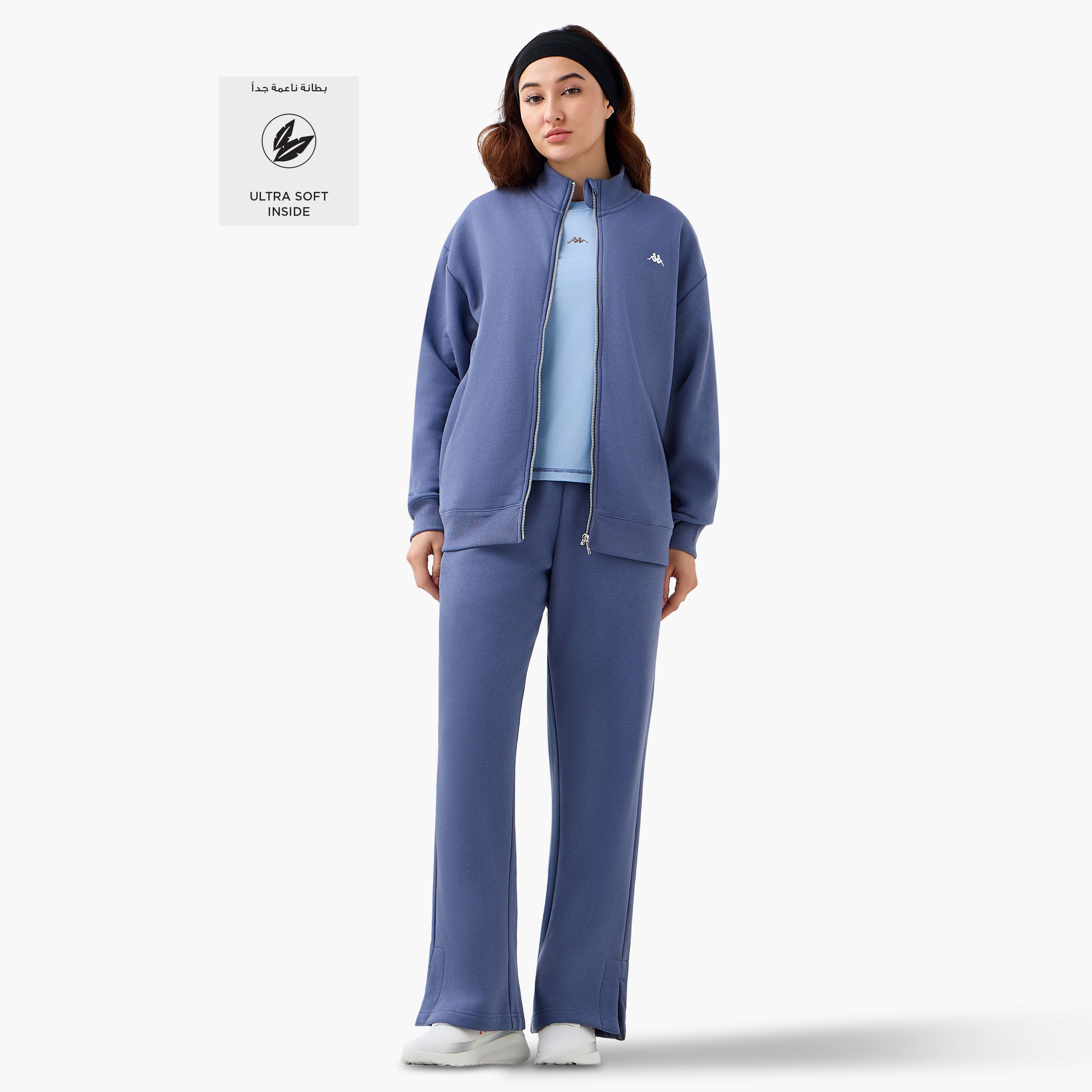 Kappa Slit Accent Flared Track Pants with Pockets-women-clothing-bottoms-joggers-image-2