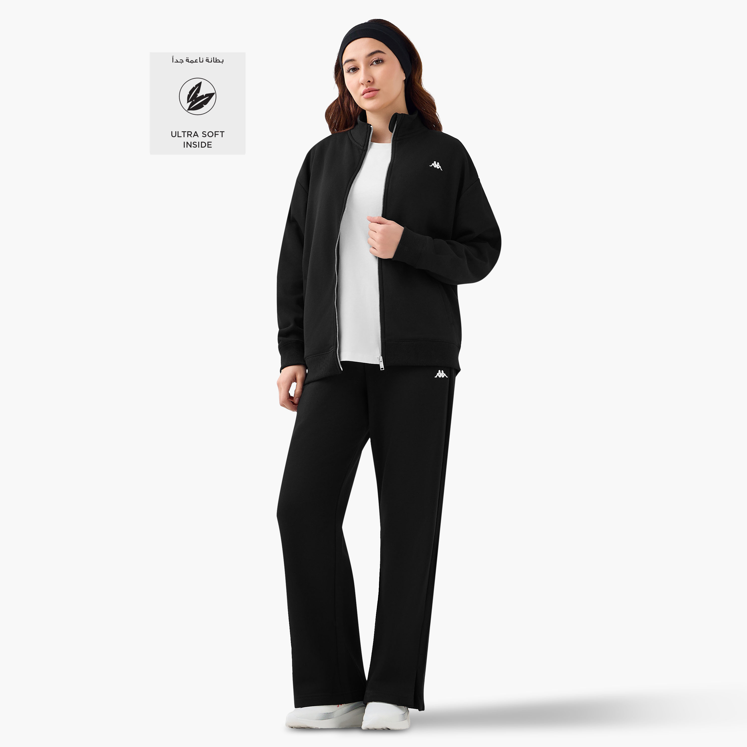 Kappa Slit Accent Flared Track Pants with Pockets-women-clothing-bottoms-joggers-image-2